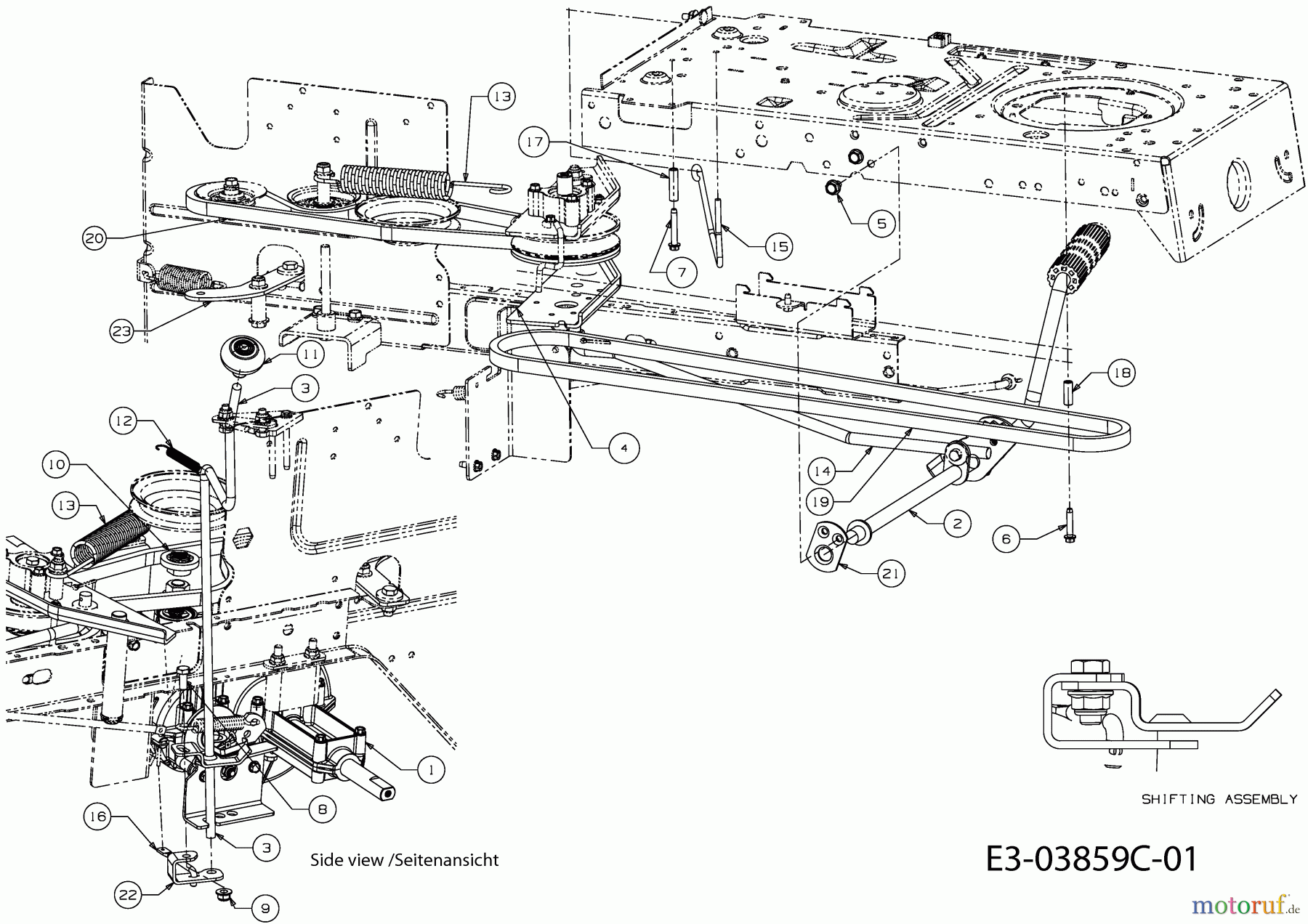  MTD Rasentraktoren LC 125 13AH773C600  (2011) Fahrantrieb, Pedal, Schalthebel