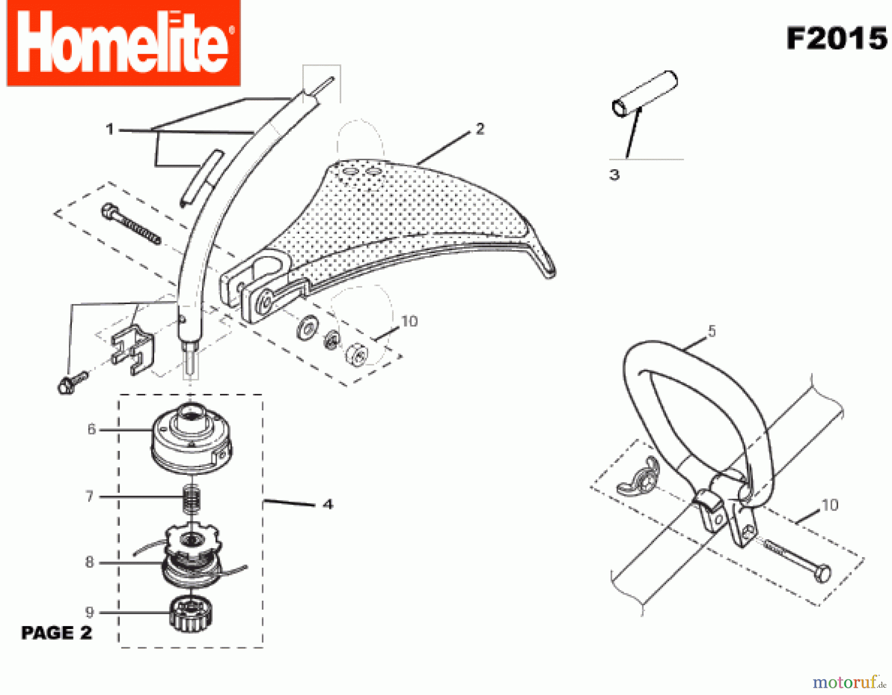Homelite Trimmer Benzin F2015 Fadenkopf, Welle