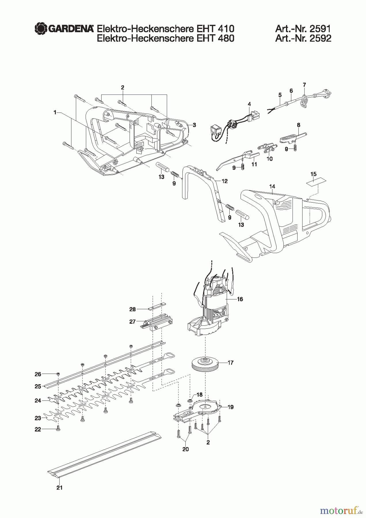  Gardena Heckenscheren Elektro-Heckenschere EHT 480 bis Baujahr 2009