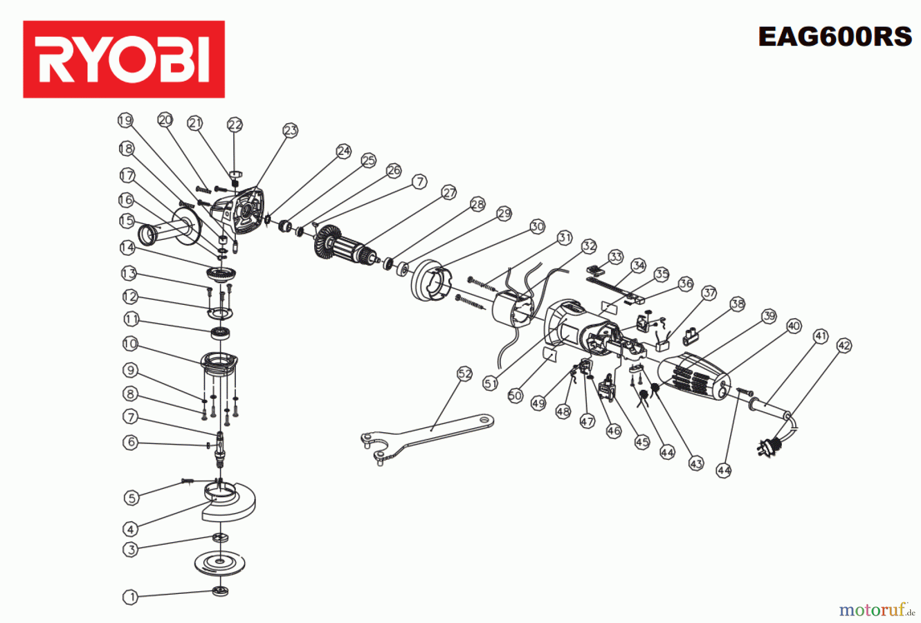  Ryobi Schleifgeräte Winkelschleifgerät EAG600RS Seite 1