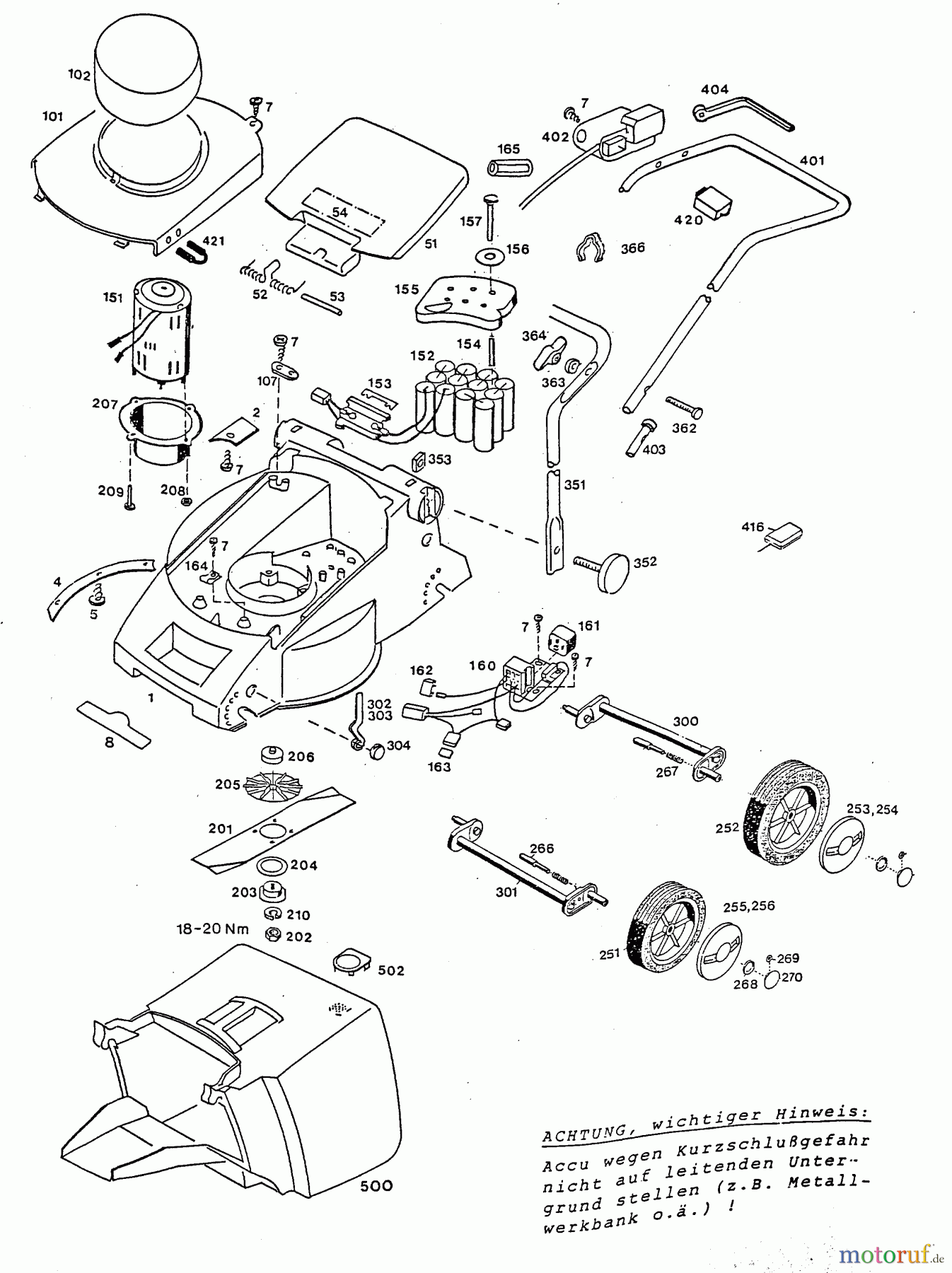  Wolf-Garten Battery mower 2.32 Accu.42 E 4923000 Series C  (1996) Basic machine