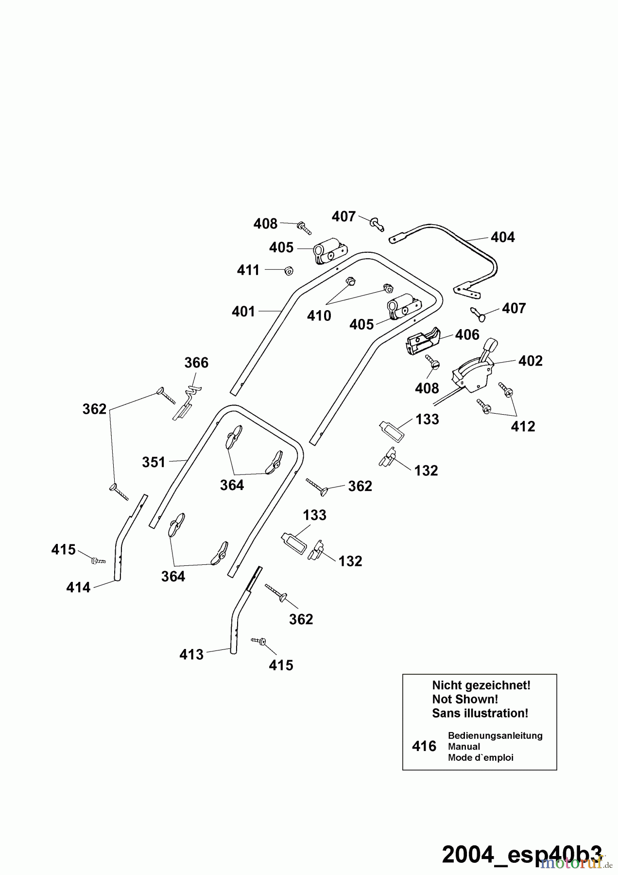  Wolf-Garten Petrol mower Esprit 40 B 4001000 Series E  (2004) Handle