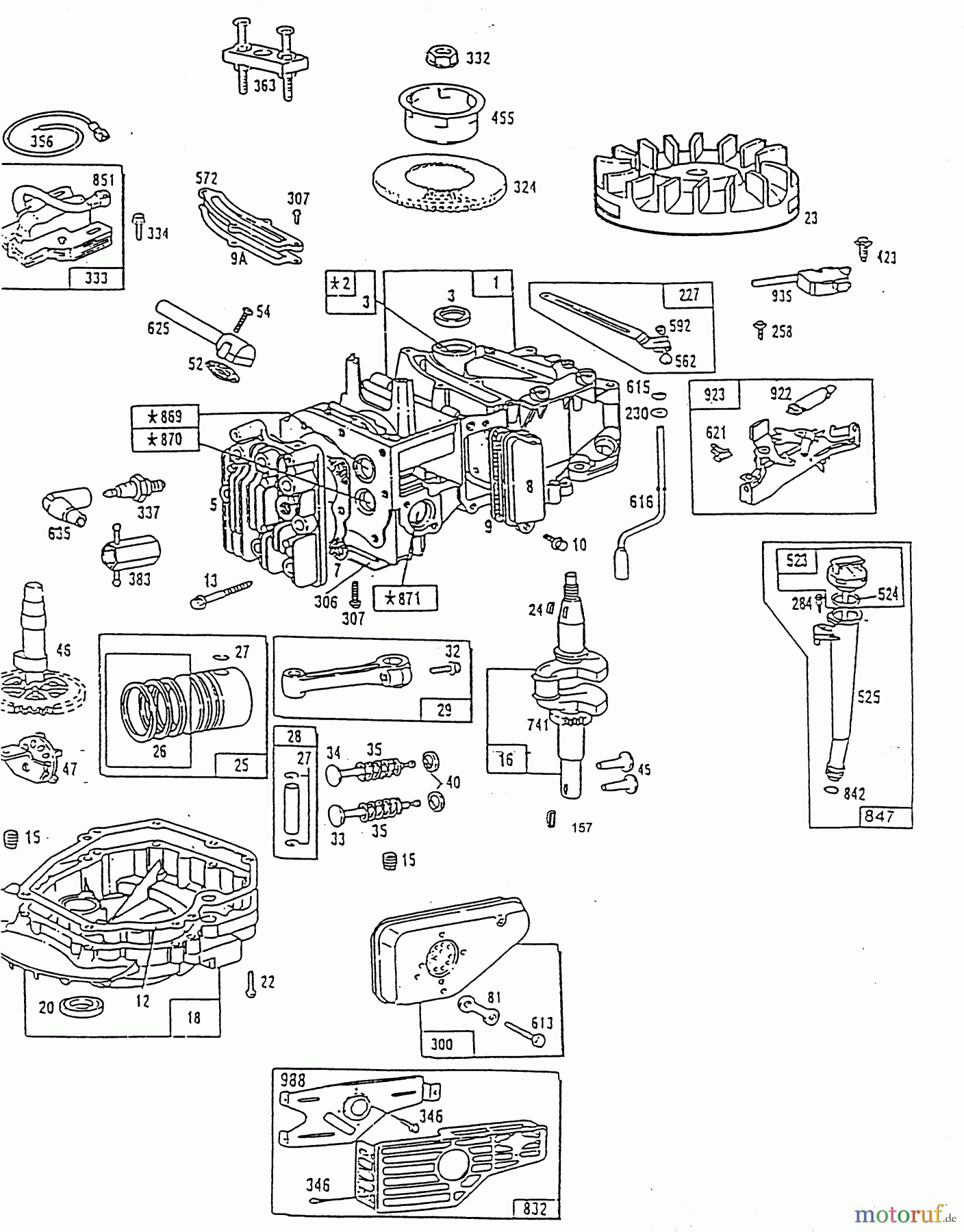  Wolf-Garten Petrol engines Briggs&Stratton Quantum XE,XTE,XTL 35/40/45/50-I/C-ES 2069050  (1996) Crankcase, Crankshaft, Piston