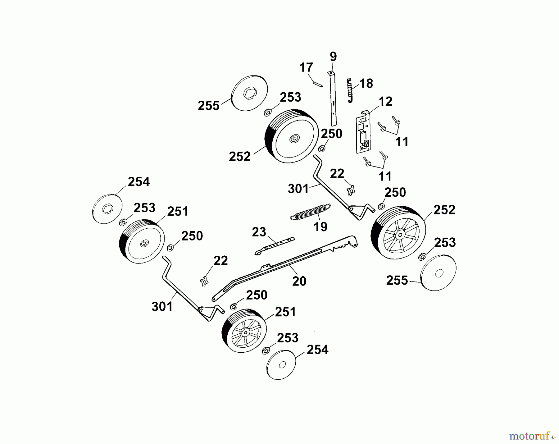  Wolf-Garten Petrol mower 2.40 BC 4001085 Series A, B  (2003) Wheels, Cutting hight adjustment