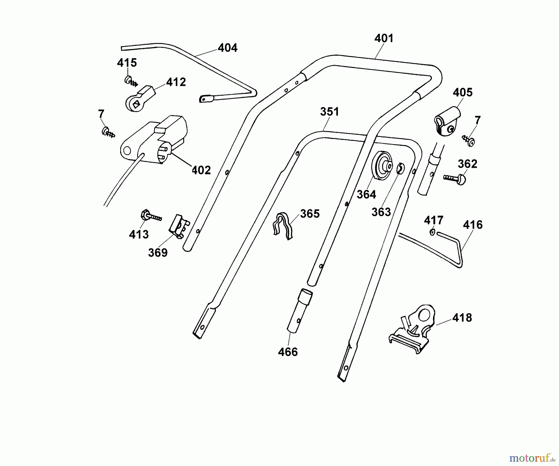  Wolf-Garten Electric mower 4.40 E 4958000 Series A, B, C  (2002) Handle