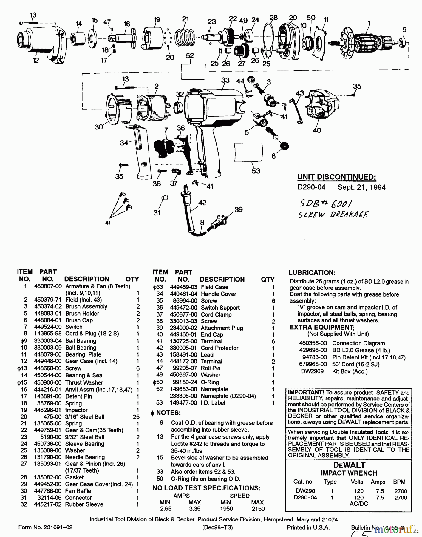  DEWALT Divers LLAVE DE IMPACTO D290-04 Seite 1