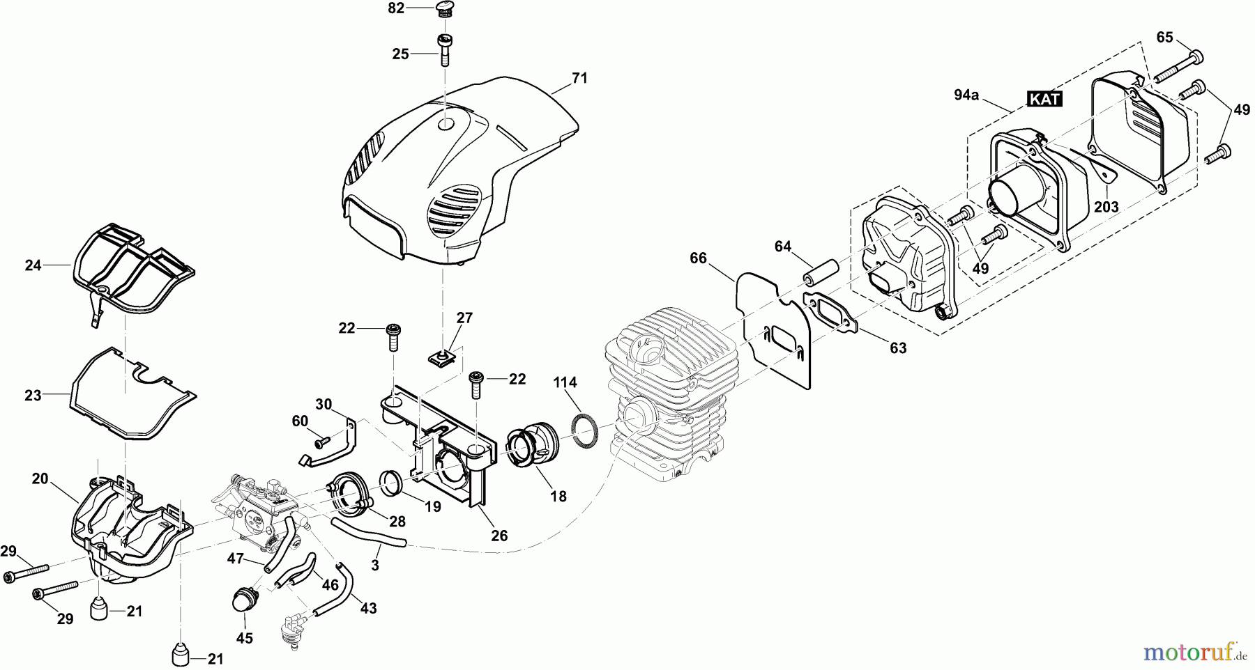  Dolmar Kettensägen Benzin Kettensäge PS32CTLC 2  Abdeckhaube, Luftfilter, Schalldämpfer