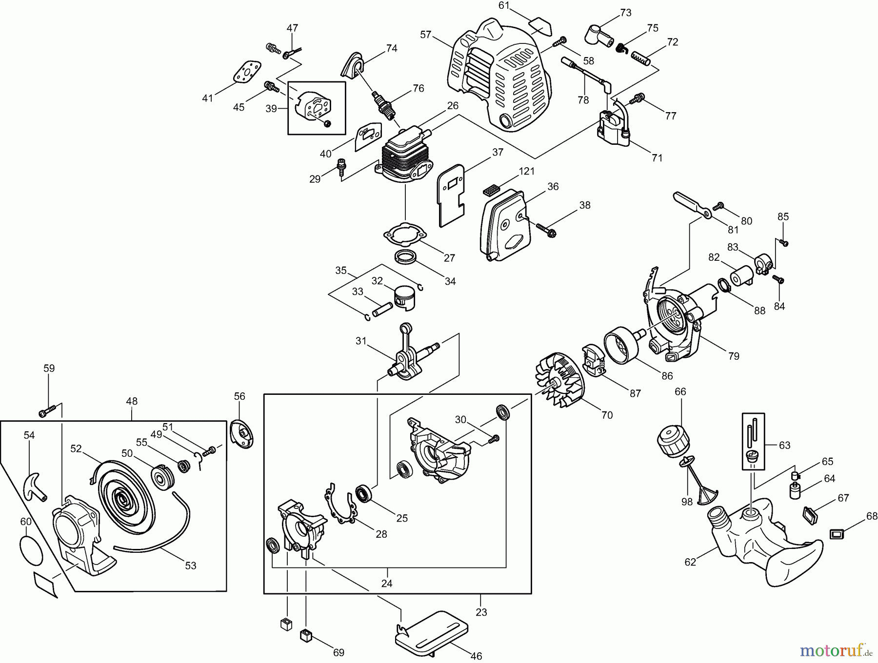 Dolmar Motorsensen & Trimmer Benzin 2-Takt MS-20 C (USA) 3 Motor, Anwerfvorrichtung, Kupplung, Kraftstofftank, Zubehör