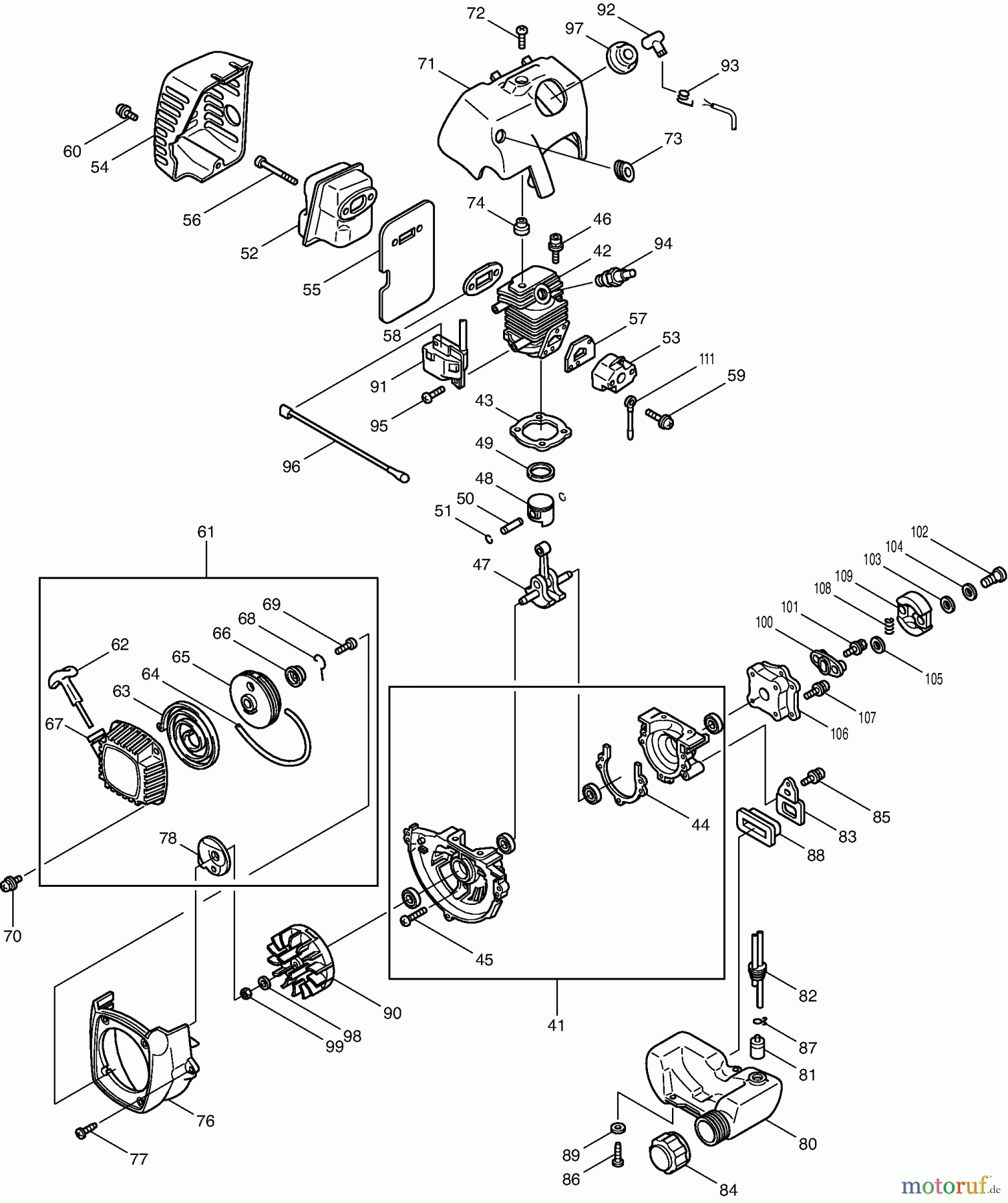Dolmar Heckenscheren Benzin HT-2062 E (USA) 5 Motor, Anwerfvorrichtung, Kraftstofftank