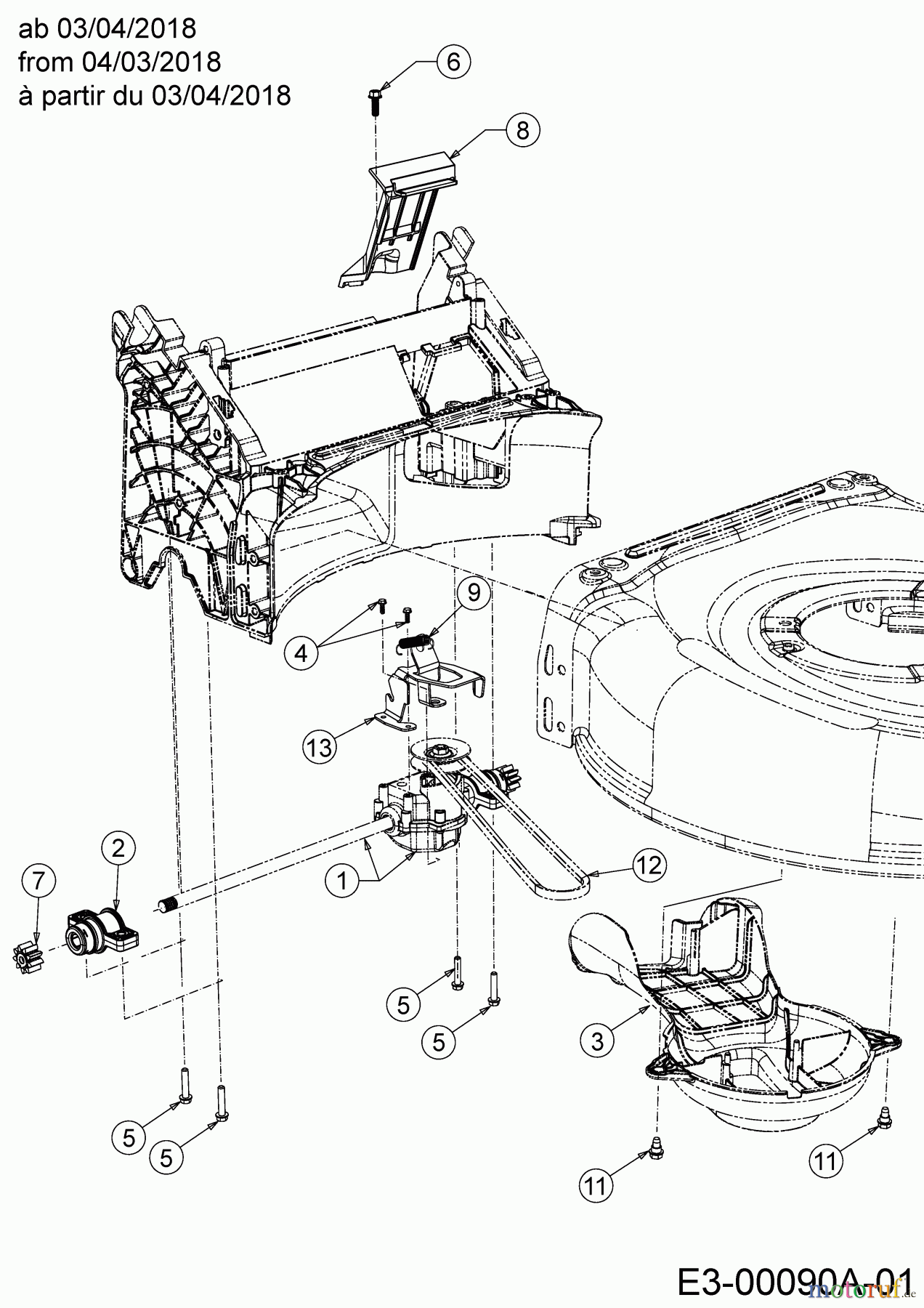  Mr.Gardener Petrol mower self propelled HW 53 BA-2 12B-PN7B629  (2019) Gearbox, Belt from 04/03/2018