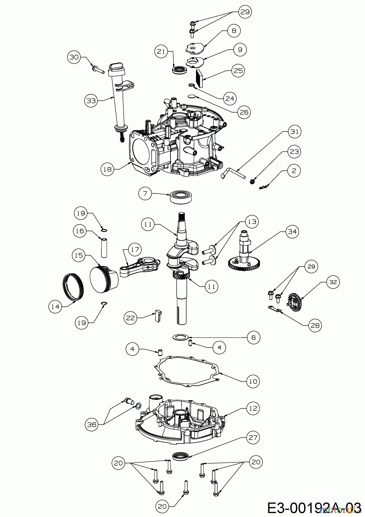  MTD-Engines Vertical 5X65MU 752Z5X65MU  (2018) Piston, Camshaft, Crankshaft, Connecting rod