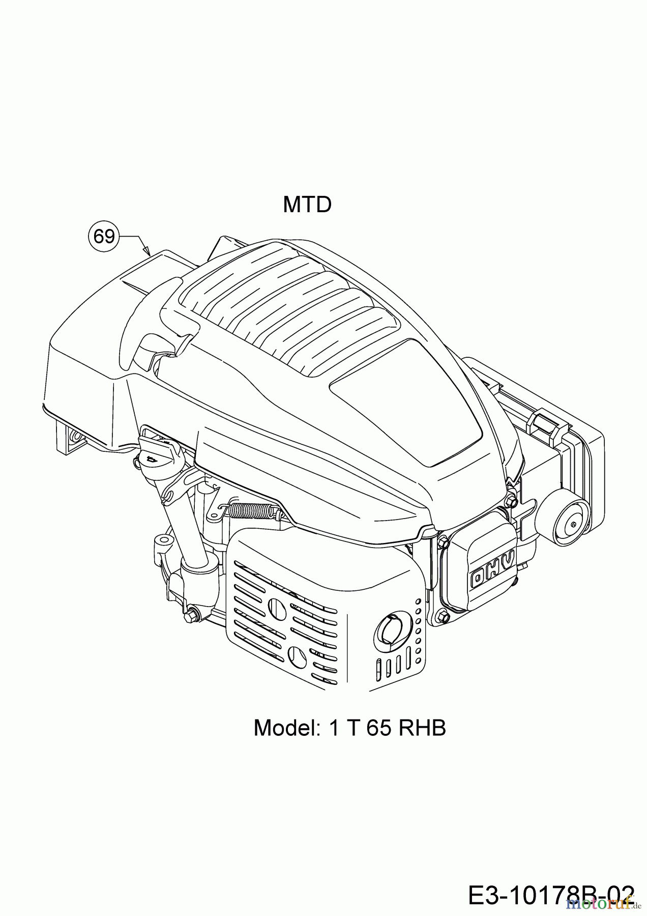  MTD Petrol mower self propelled DL 53 SP 12A-PAS4677  (2018) Engine MTD