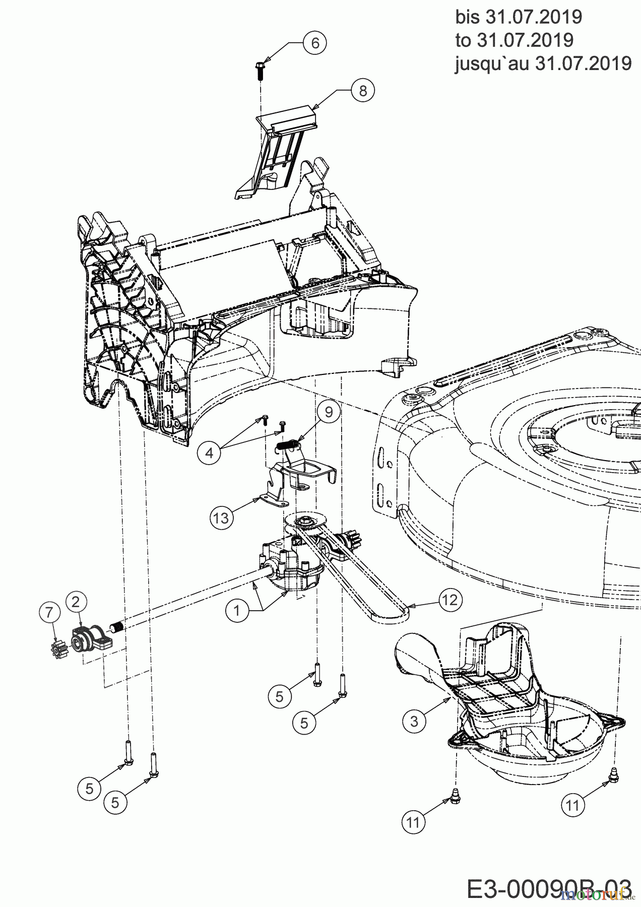  Cub Cadet Petrol mower self propelled LM2 DR53 12D-PRKC603 (2019) Gearbox, Belt to 31.07.2019