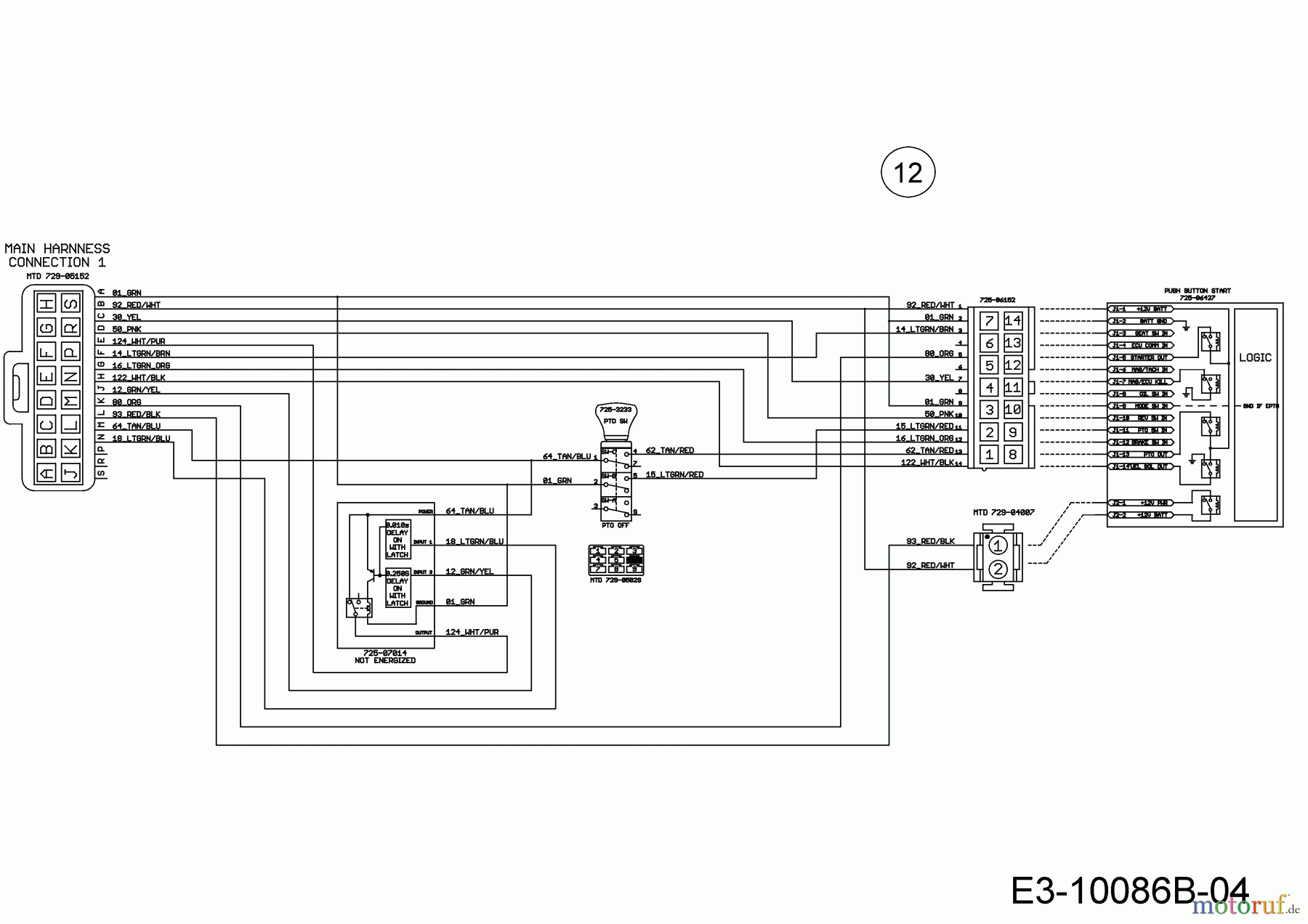  Wolf-Garten Lawn tractors 106.220 H 13CAA1VR650  (2020) Wiring diagram electric clutch