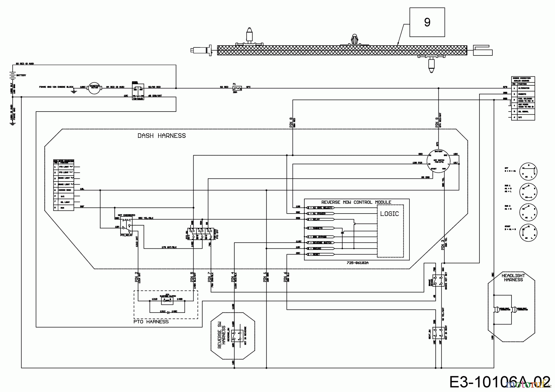  Wolf-Garten Lawn tractors 106.185 H 13ALA1VR650  (2020) Wiring diagram electric clutch