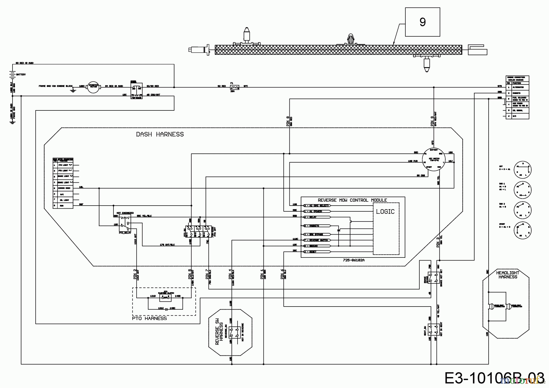  Wolf-Garten Lawn tractors 106.185 H 13CLA1VR650  (2020) Wiring diagram electric clutch