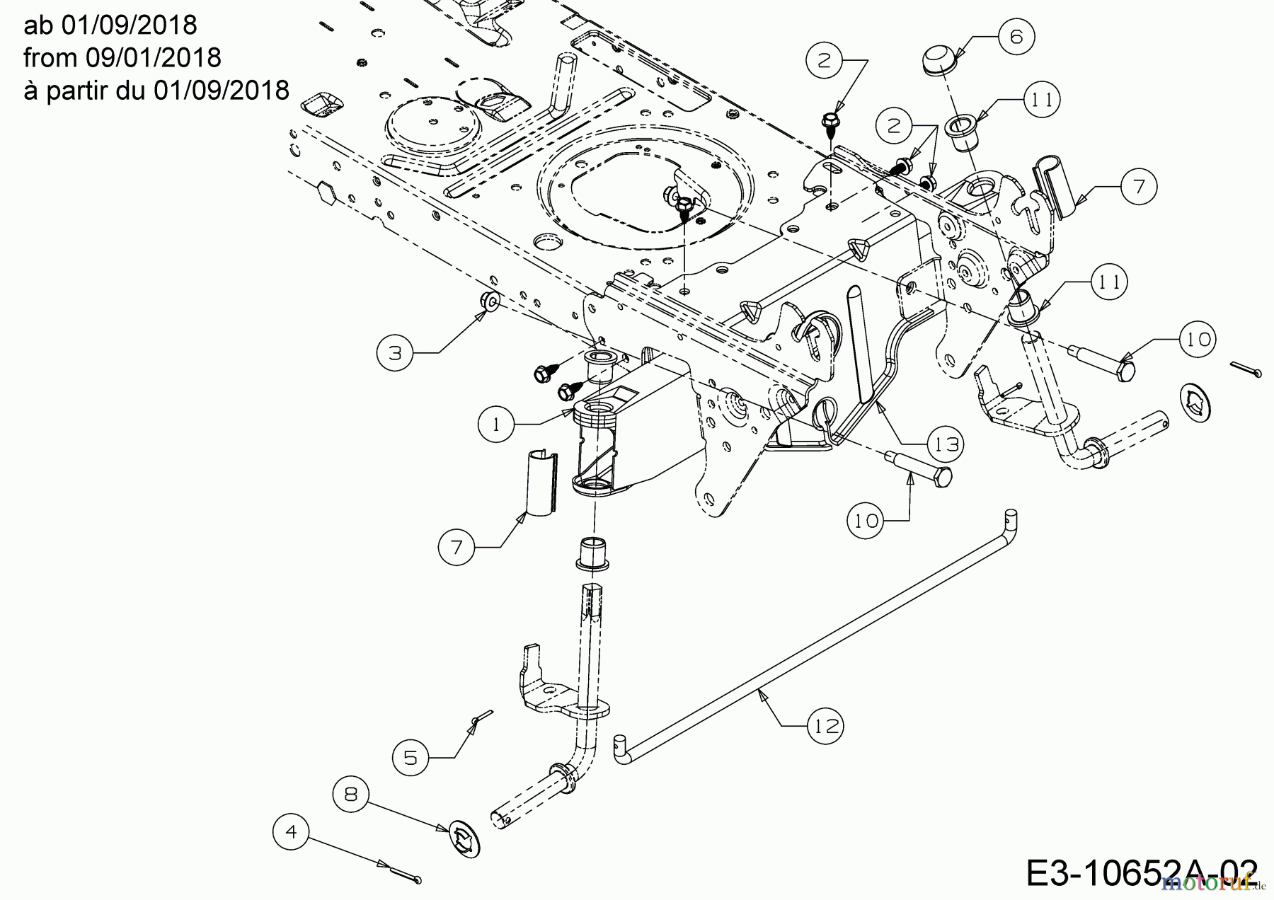  Wolf-Garten Lawn tractors E 13/96 H 13H2795F650  (2019) Front axle from 09/01/2018