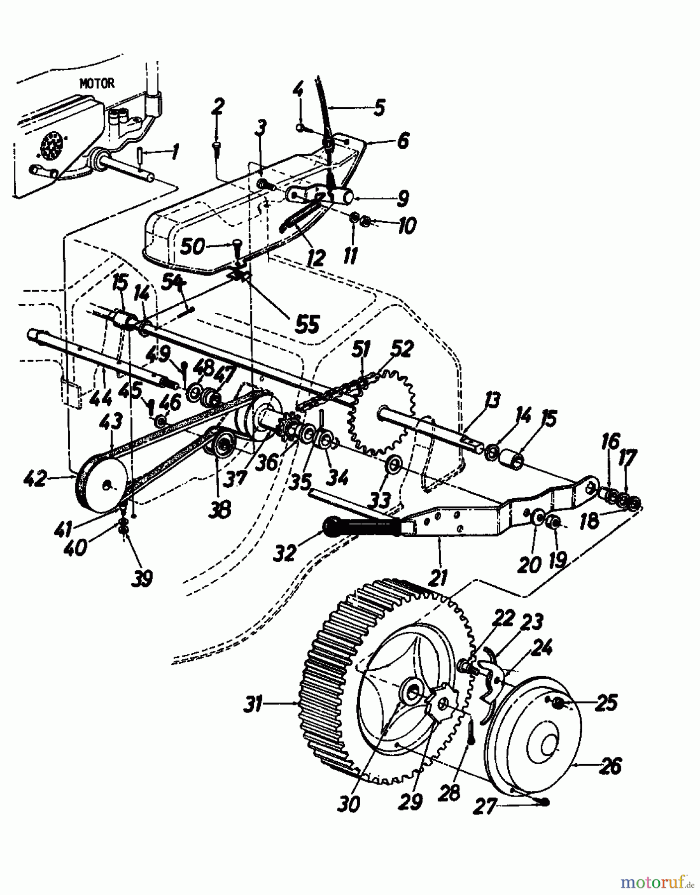  MTD Petrol mower self propelled REX-COMBI 51 SSL 126-3580  (1986) Drive system, Wheels