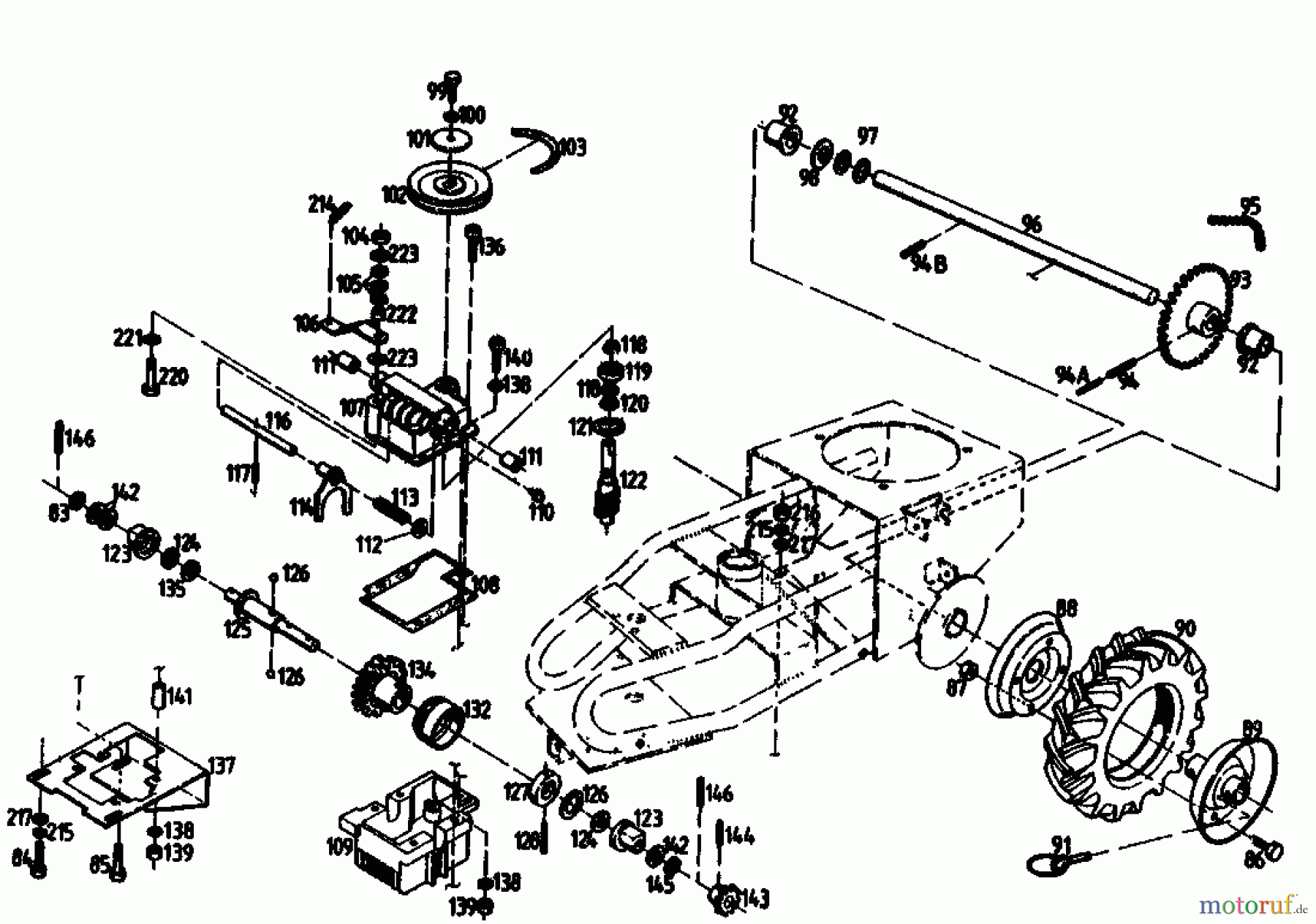  Gutbrod Cutter bar mower BM 710 07515.01  (1989) Gearbox, Wheels