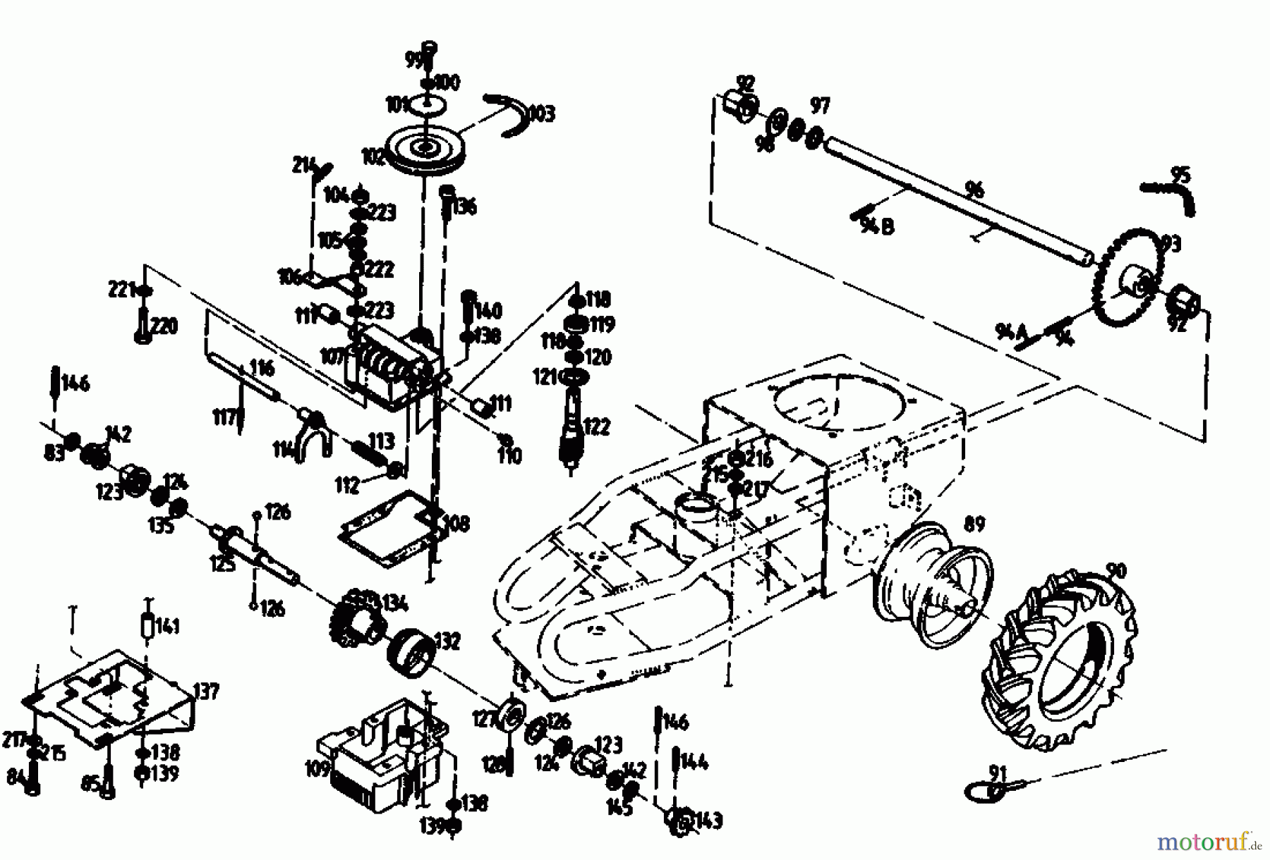  Gutbrod Cutter bar mower BM 710 07515.02  (1989) Gearbox, Wheels