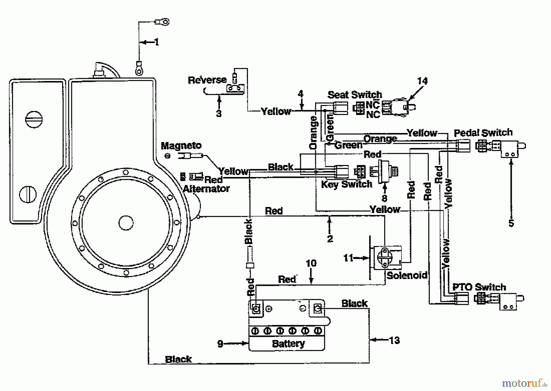  Motec Lawn tractors ST 10 E 132-520C632  (1992) Wiring diagram