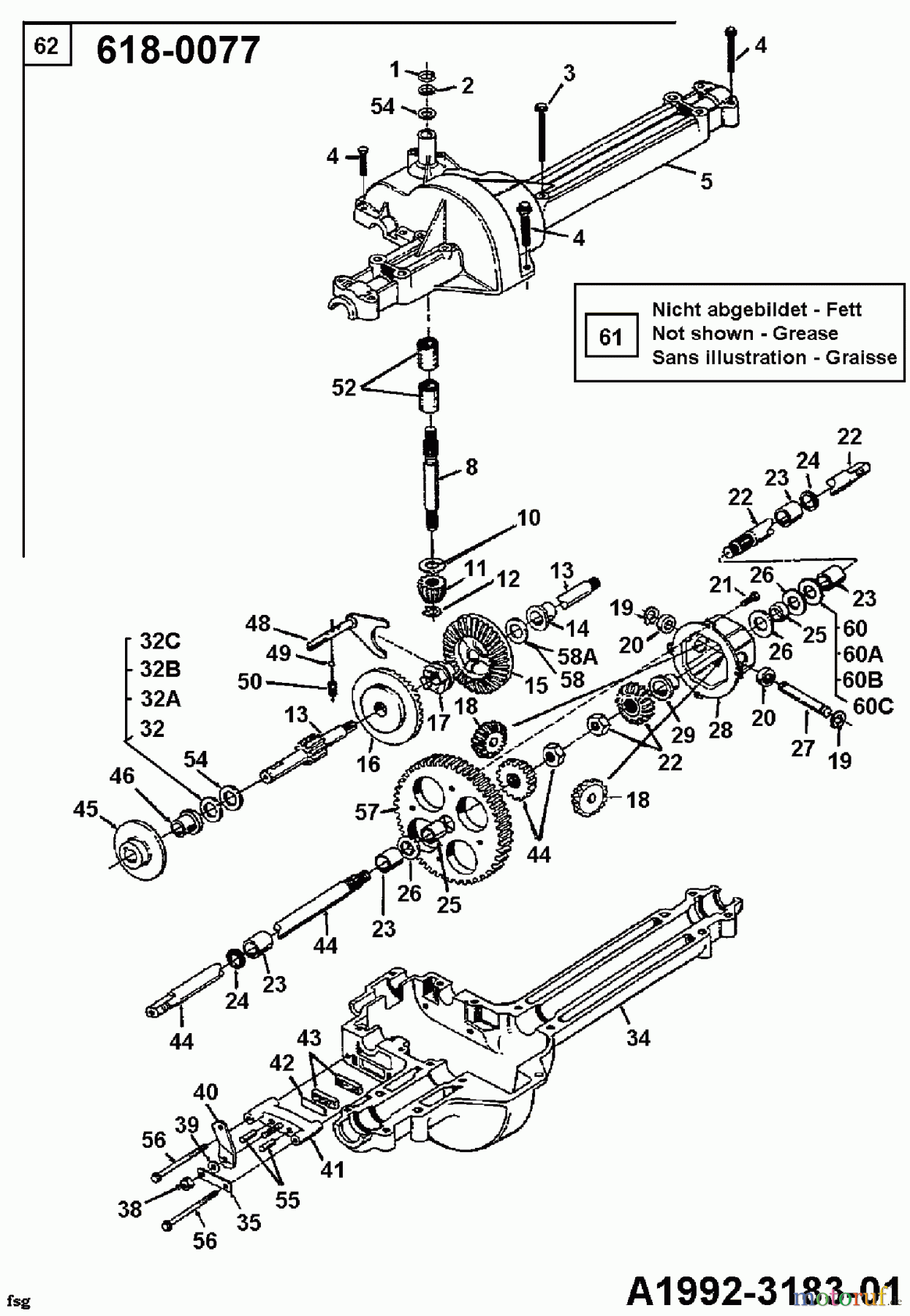  MTD Lawn tractors 12/91 132-450E653  (1992) Gearbox 618-0077