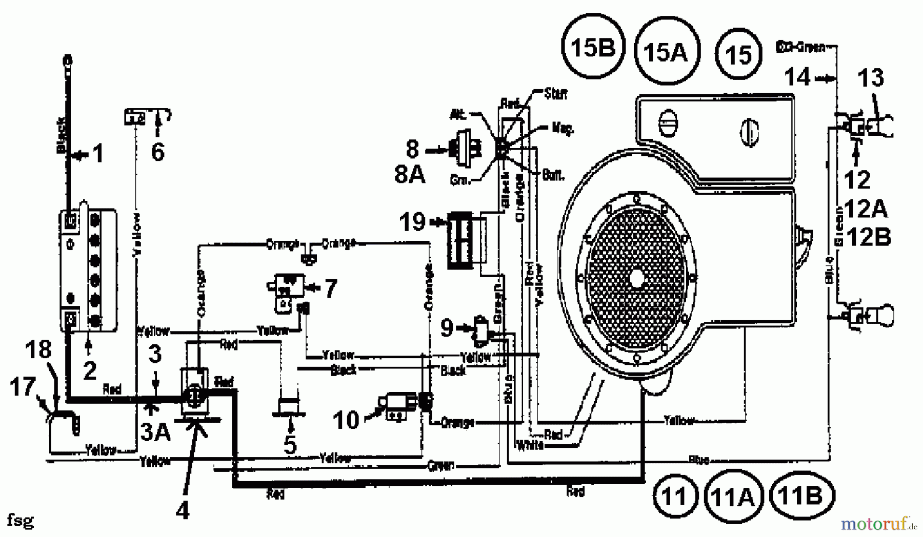  Florica Lawn tractors 12/91 133I470E638  (1993) Wiring diagram single cylinder