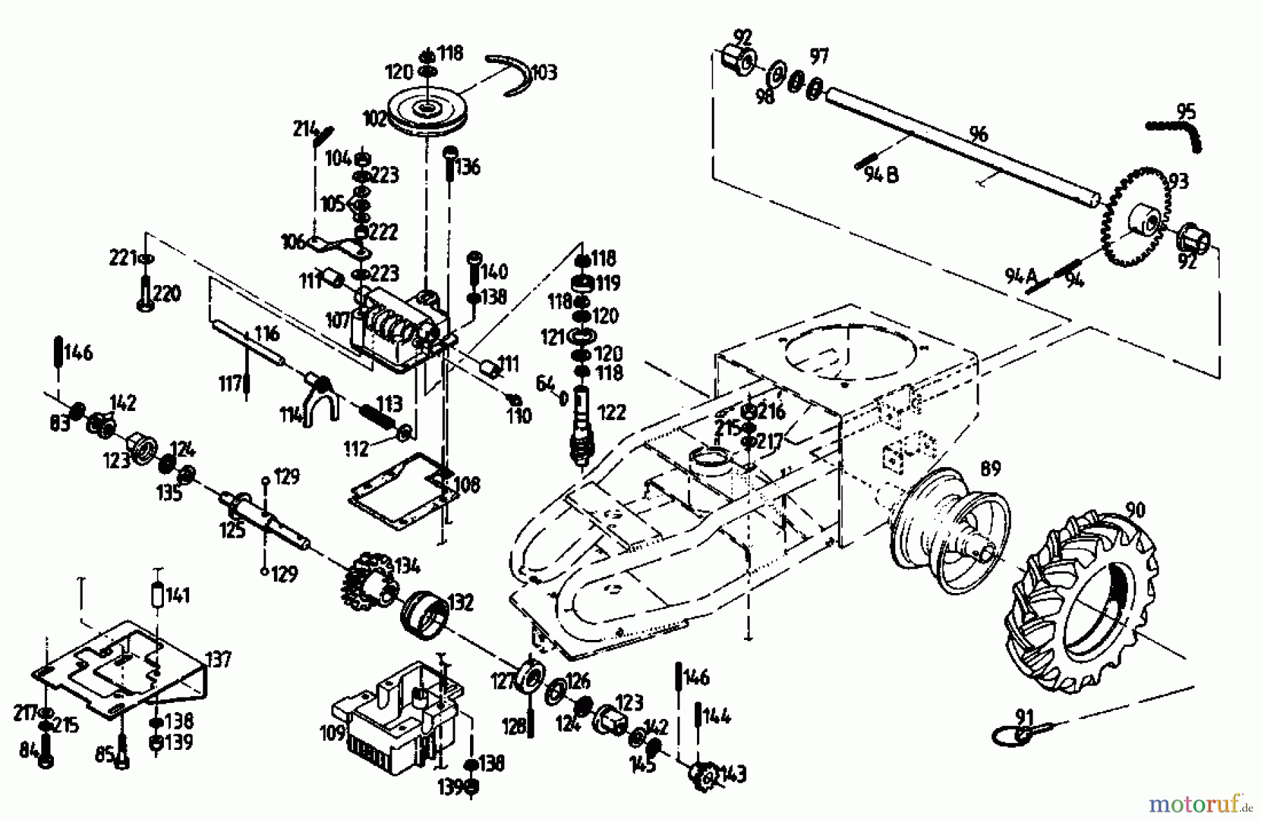  Gutbrod Cutter bar mower BM 710 07515.03  (1993) Gearbox, Wheels