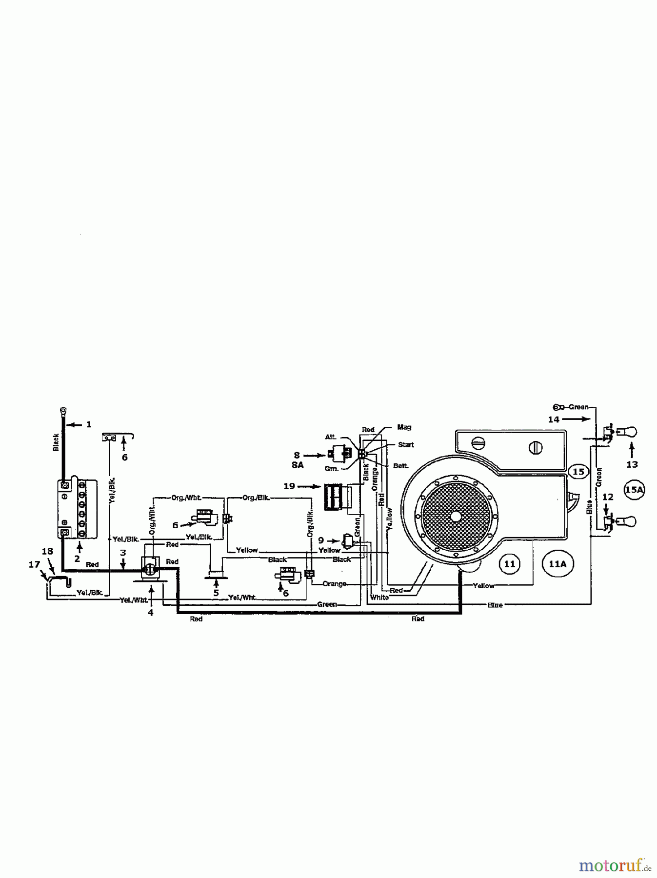  Bauhaus Lawn tractors Gardol Topcut 12/91 134I471E646  (1994) Wiring diagram single cylinder
