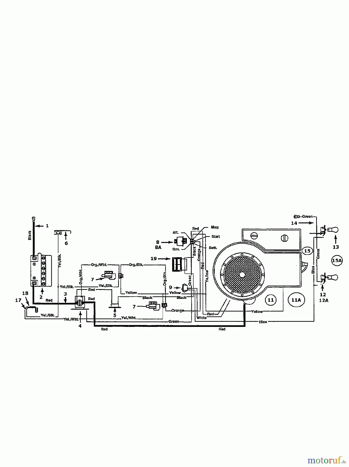  Raiffeisen Lawn tractors RMS 12-91 135H451E628  (1995) Wiring diagram single cylinder