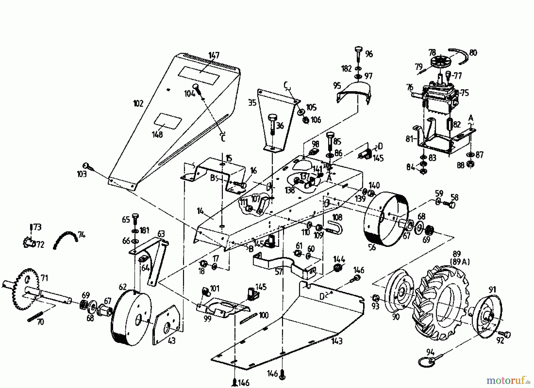  Gutbrod Cutter bar mower BM 700 07510.04  (1995) Gearbox, Wheels