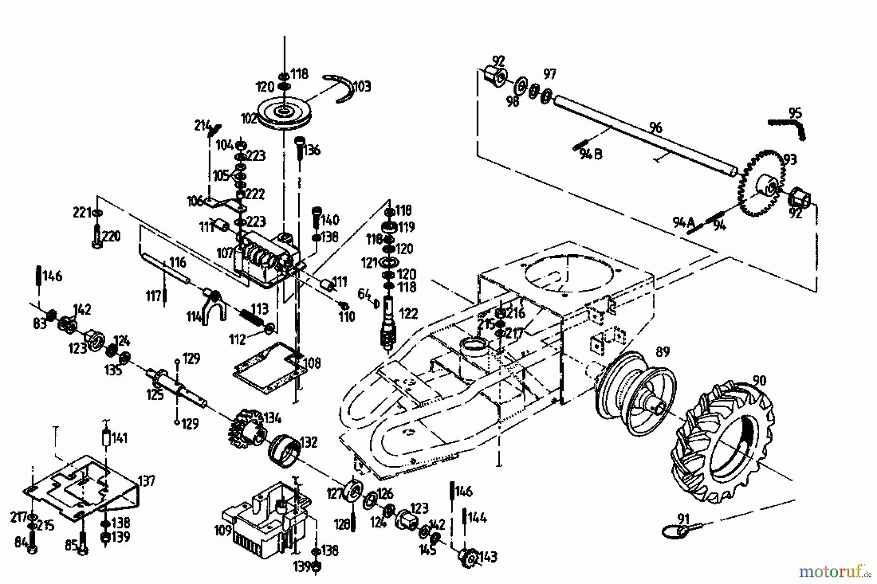  Gutbrod Cutter bar mower BM 710 07515.03  (1995) Gearbox, Wheels