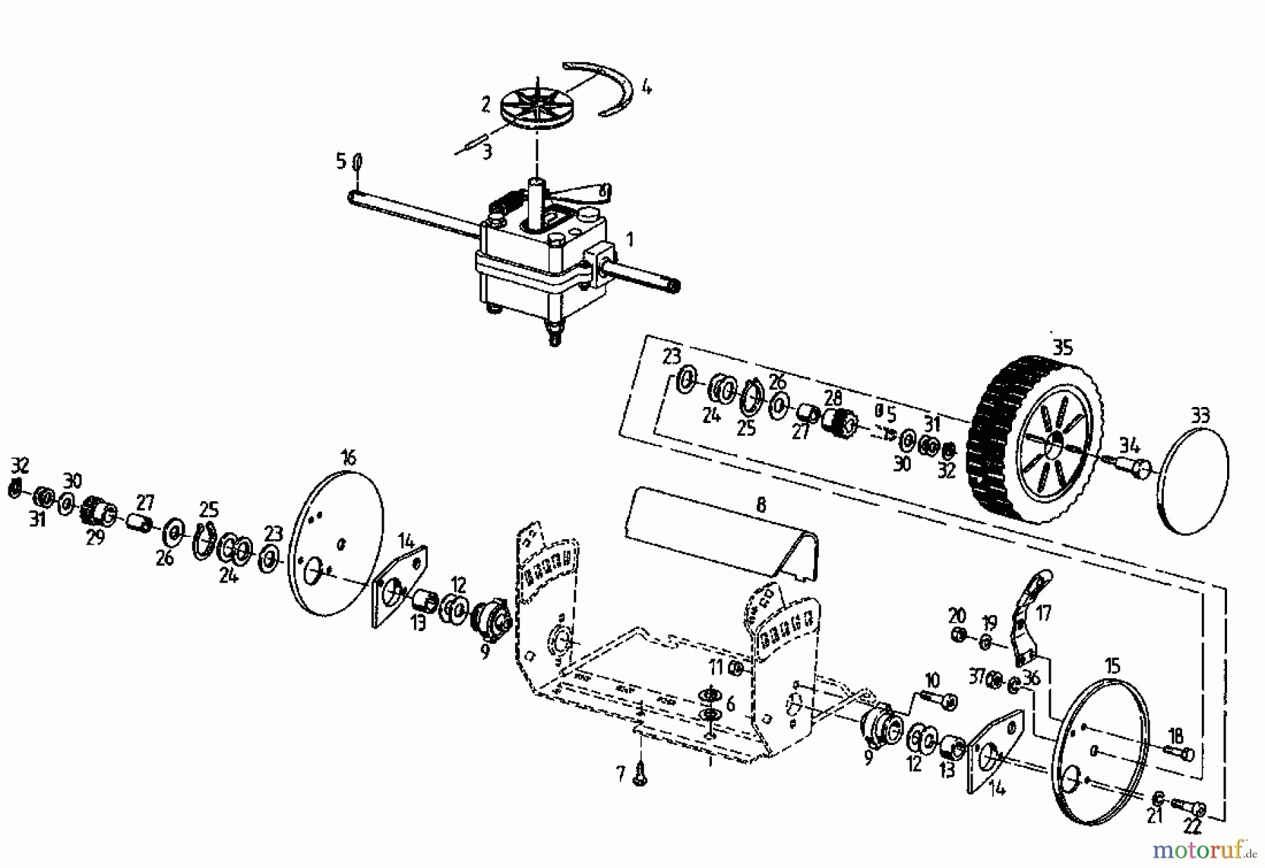  Fair Line Petrol mower self propelled BA 450 04025.05  (1995) Gearbox, Wheels, Cutting hight adjustment