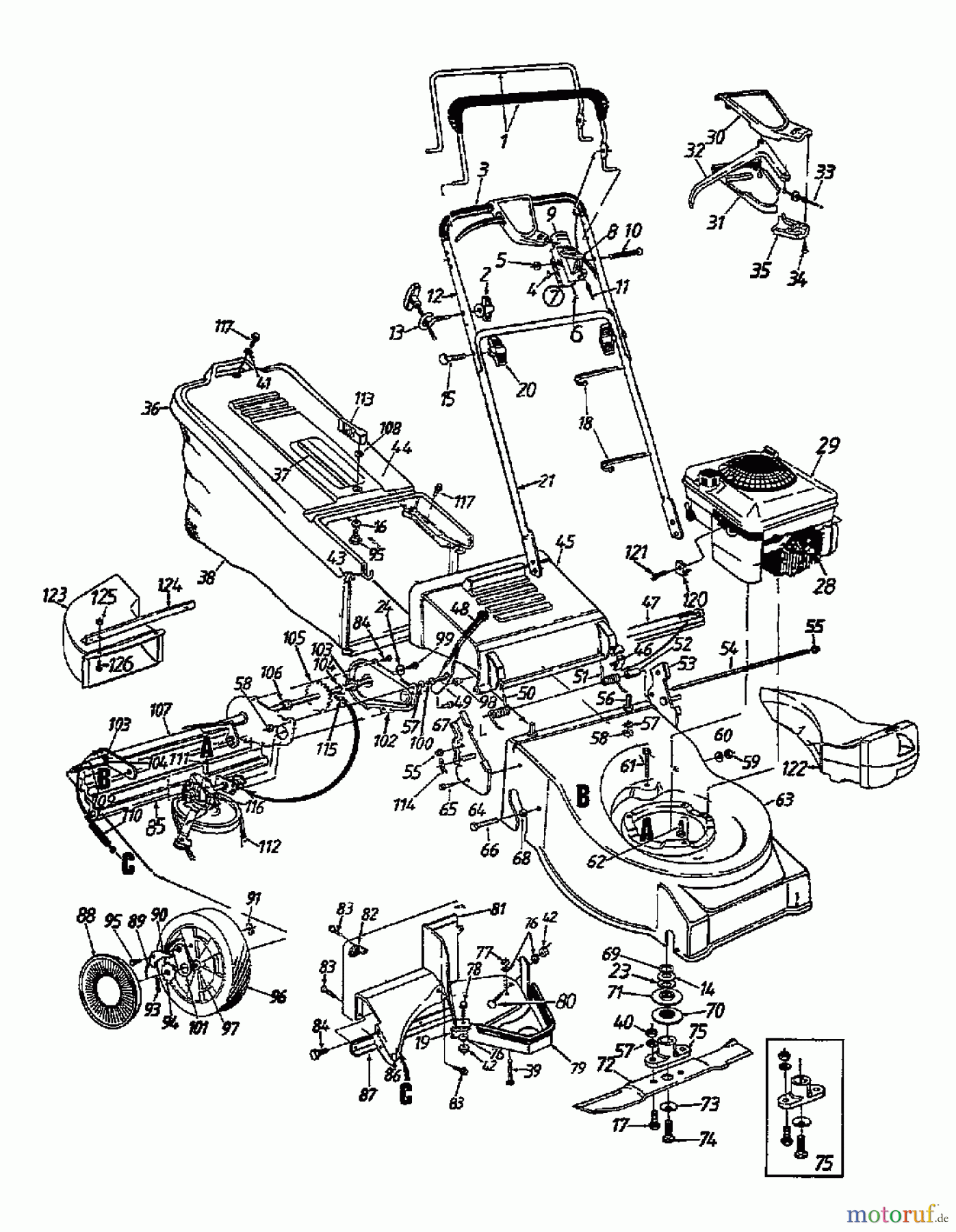  MTD Petrol mower self propelled GES 53 125-478C678  (1995) Basic machine