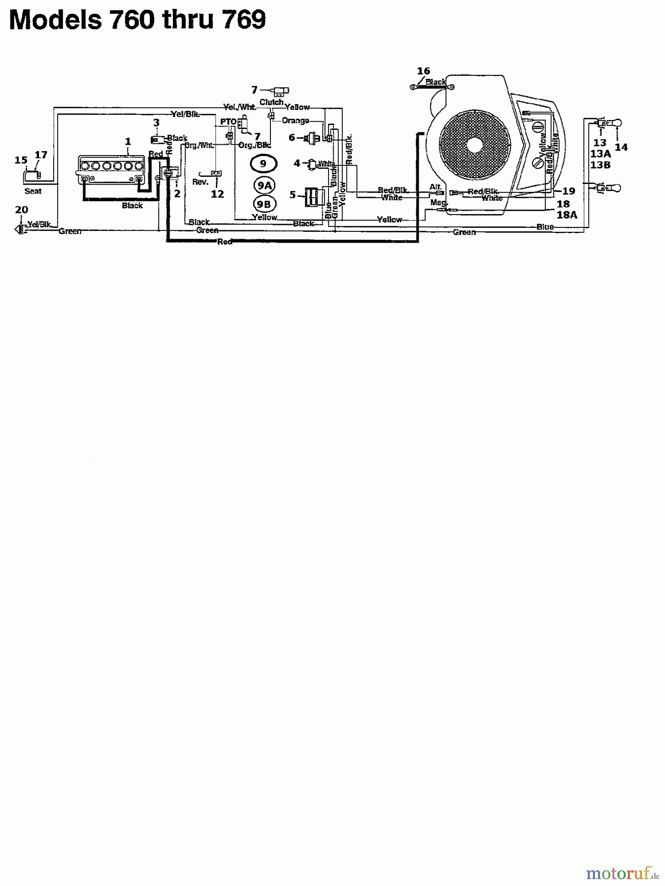  Agria Lawn tractors 4600/102 H 135N769N609  (1995) Wiring diagram