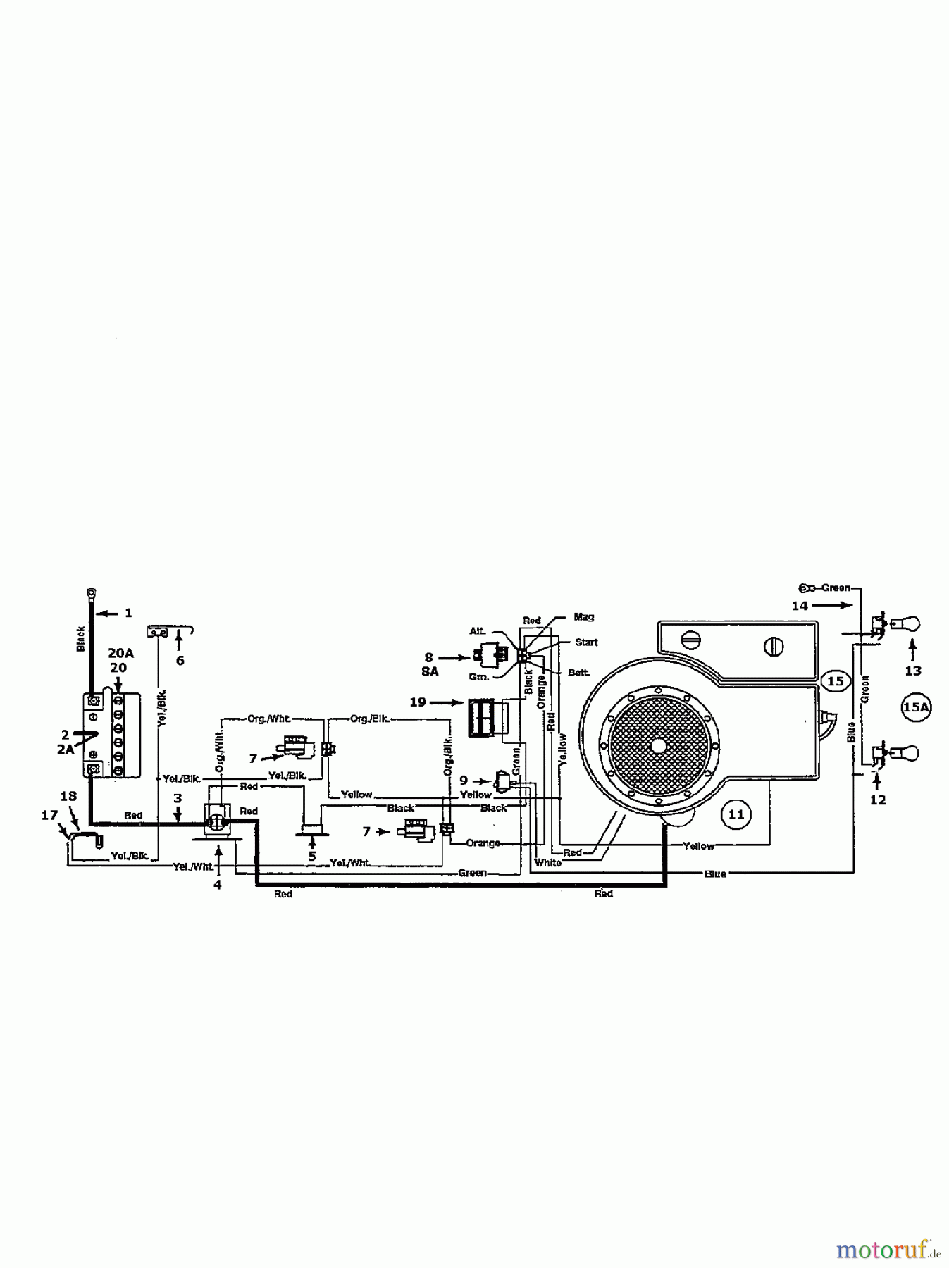 Bricolage Lawn tractors 125/76 136L452C615  (1996) Wiring diagram single cylinder