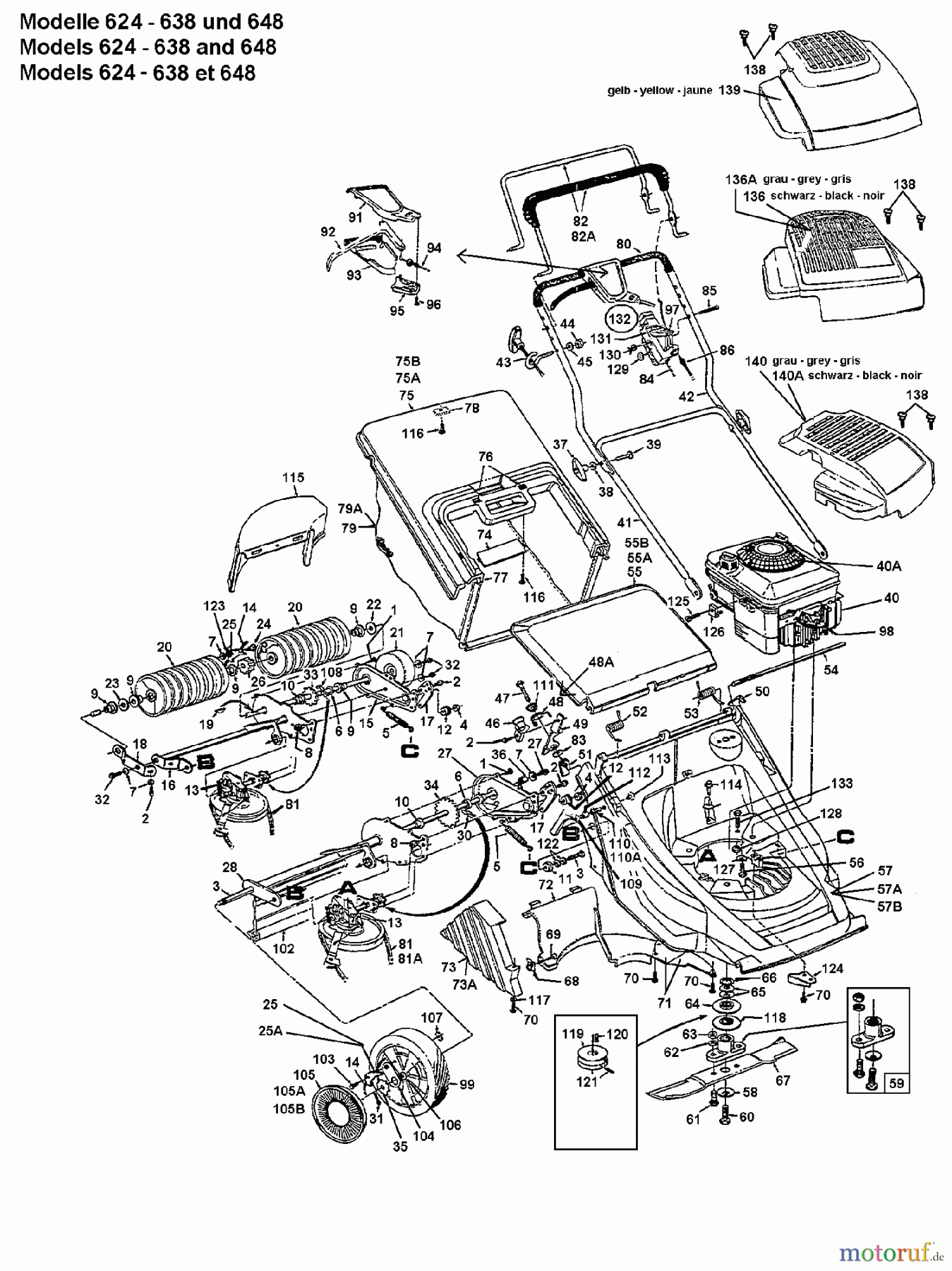  MTD Petrol mower self propelled GES 46 XE 126E648E678  (1996) Basic machine