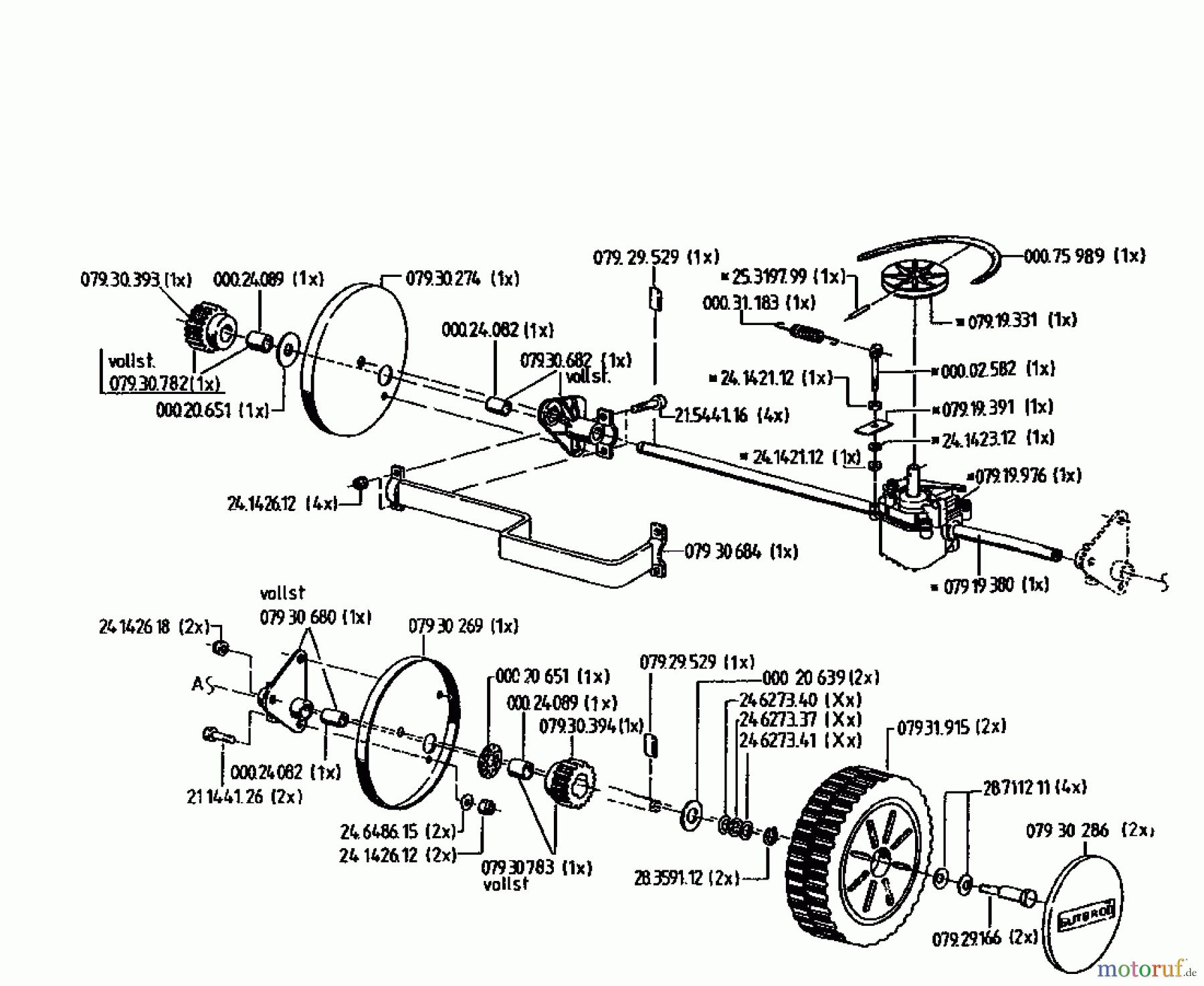  Gutbrod Petrol mower self propelled HB 48 R 02815.07  (1996) Gearbox, Wheels