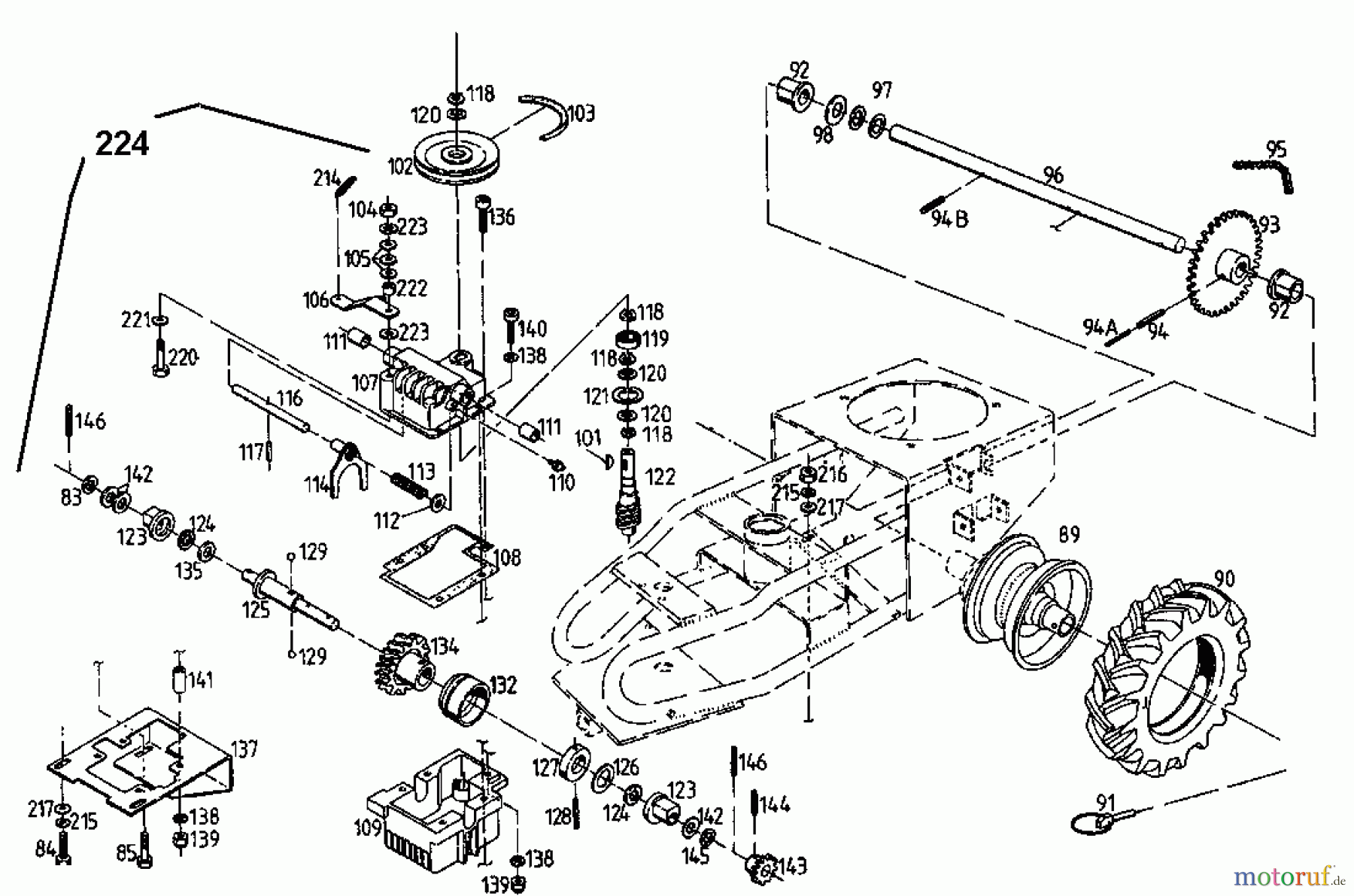  Gutbrod Cutter bar mower BM 710 07515.03  (1996) Gearbox, Wheels