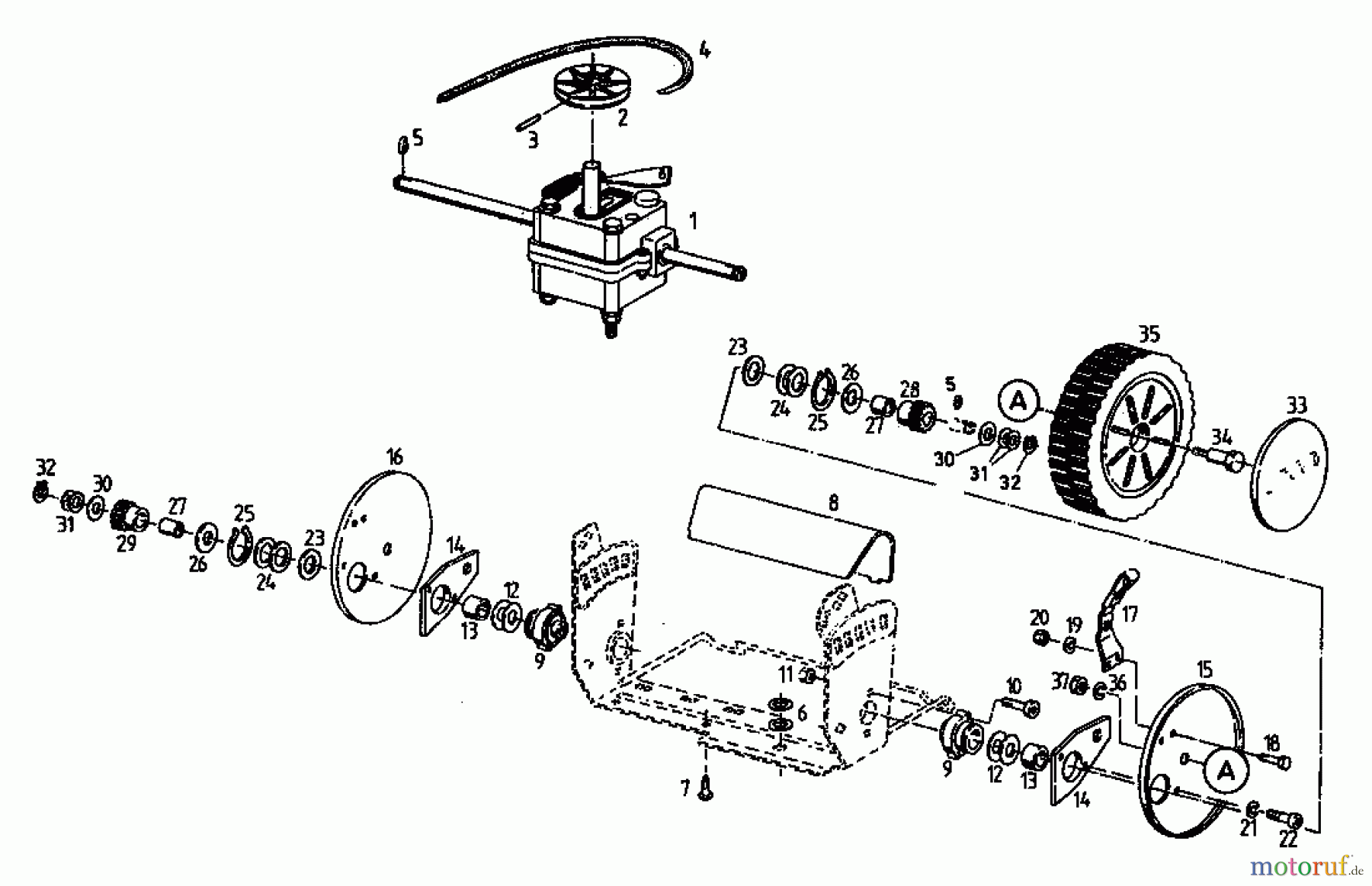  Golf Petrol mower self propelled BRL 5 04054.03  (1996) Gearbox, Wheels, Cutting hight adjustment