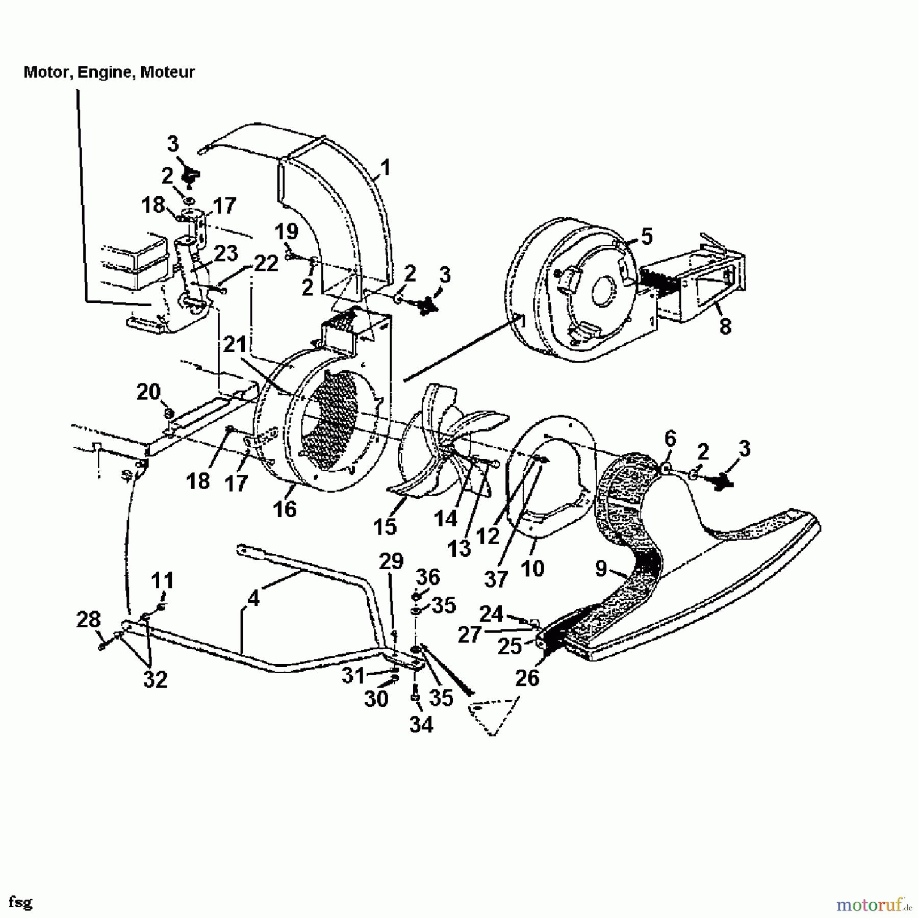  MTD Leaf blower, Blower vac 685 248-685-000  (1988) Nozzle, Hopper