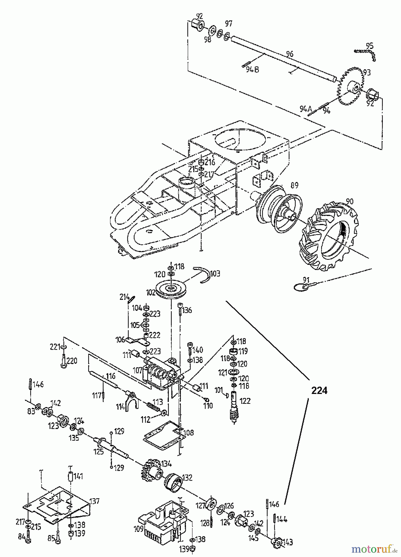  Gutbrod Cutter bar mower BM 710 07515.03  (1997) Gearbox, Wheels