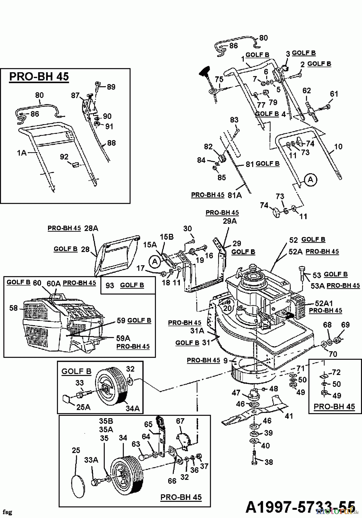 Golf Petrol mower Golf B 04060.09  (1997) Basic machine