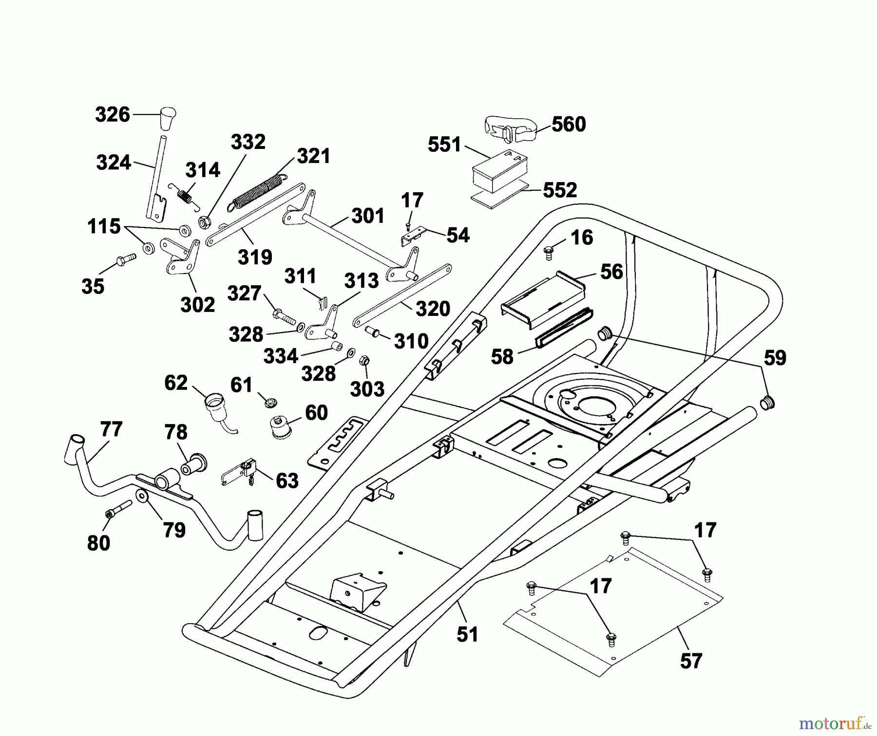  Wolf-Garten Cart OHV 2 6195000 Series A  (2004) Height adjustment, Frame