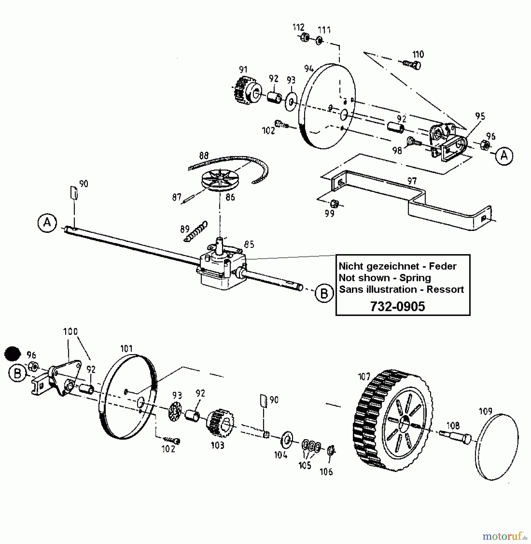  Gutbrod Petrol mower self propelled HB 48 REL 12AET58U604  (1998) Gearbox, Wheels