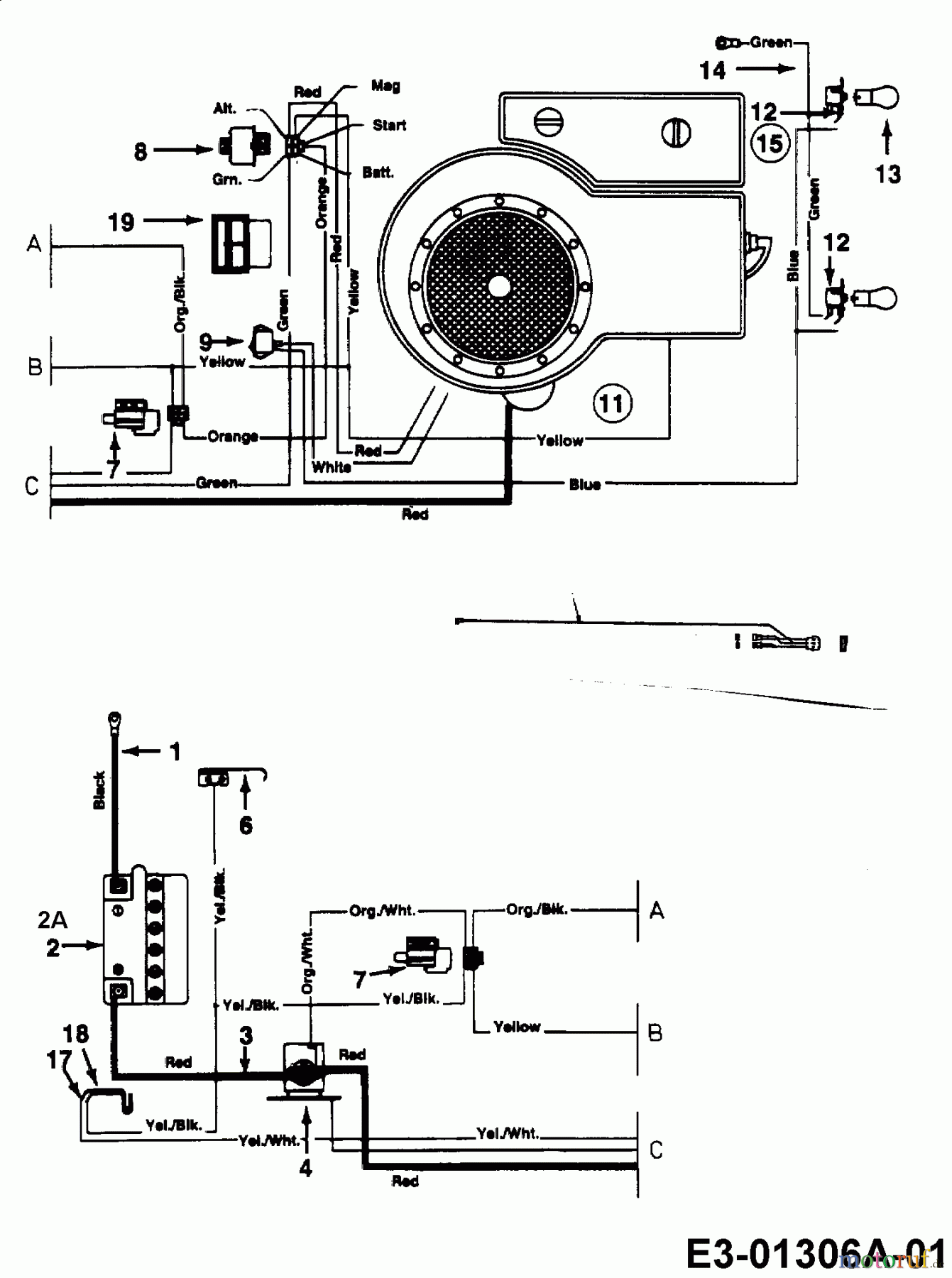  Gutbrod Lawn tractors Sprint 1400 13A145GC604  (1998) Wiring diagram single cylinder