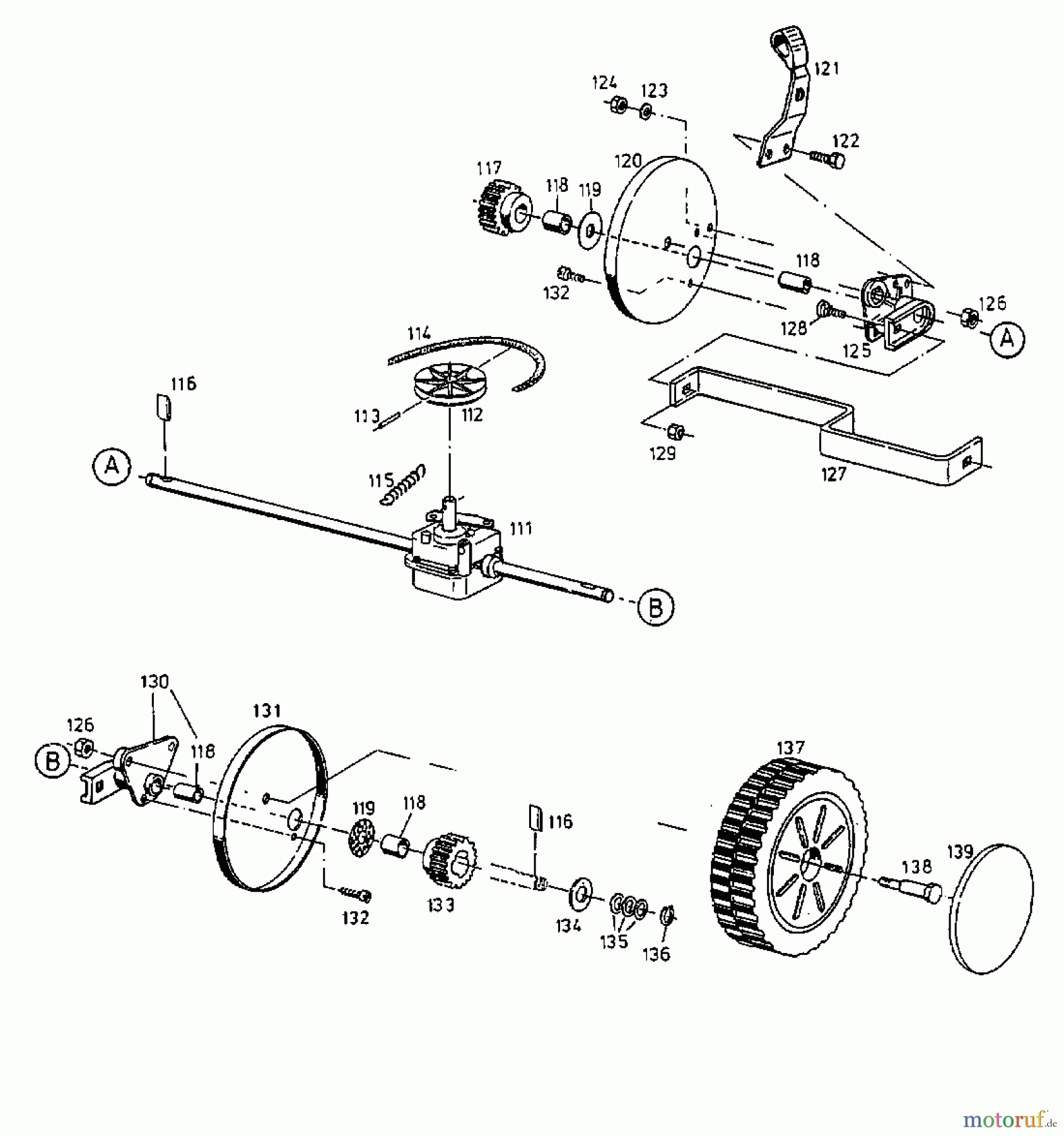  Floraself Petrol mower self propelled 4046 BLRE 12BET12Y668  (1999) Gearbox, Wheels