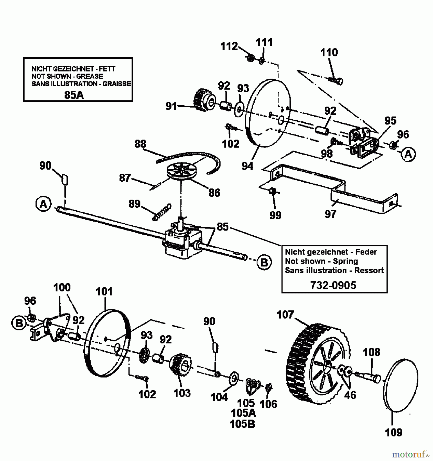  Gutbrod Petrol mower self propelled HB 48 REL 12AET58W604  (1999) Gearbox, Wheels