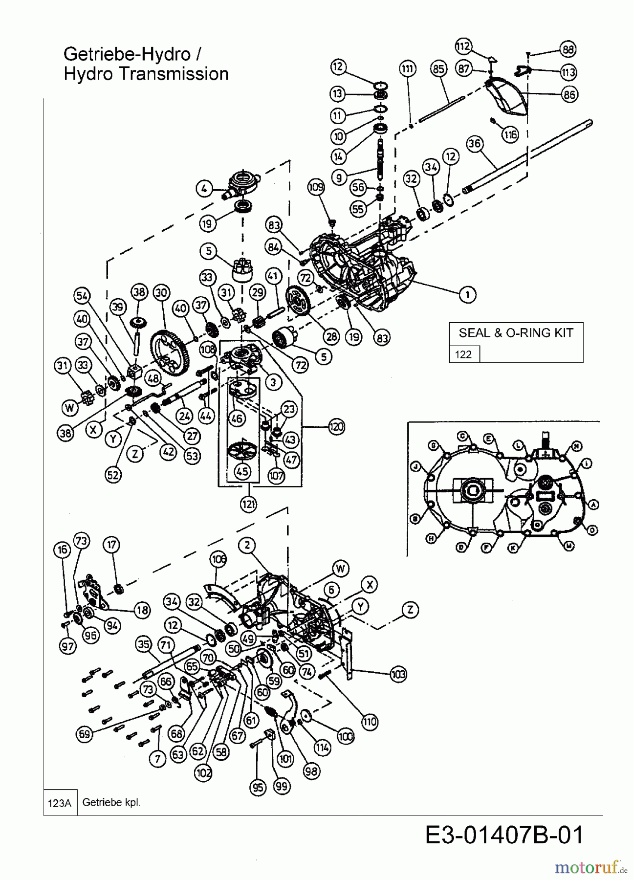  MTD Lawn tractors RH 165/105 H 13BD517N600  (2004) Hydrostatic gearbox