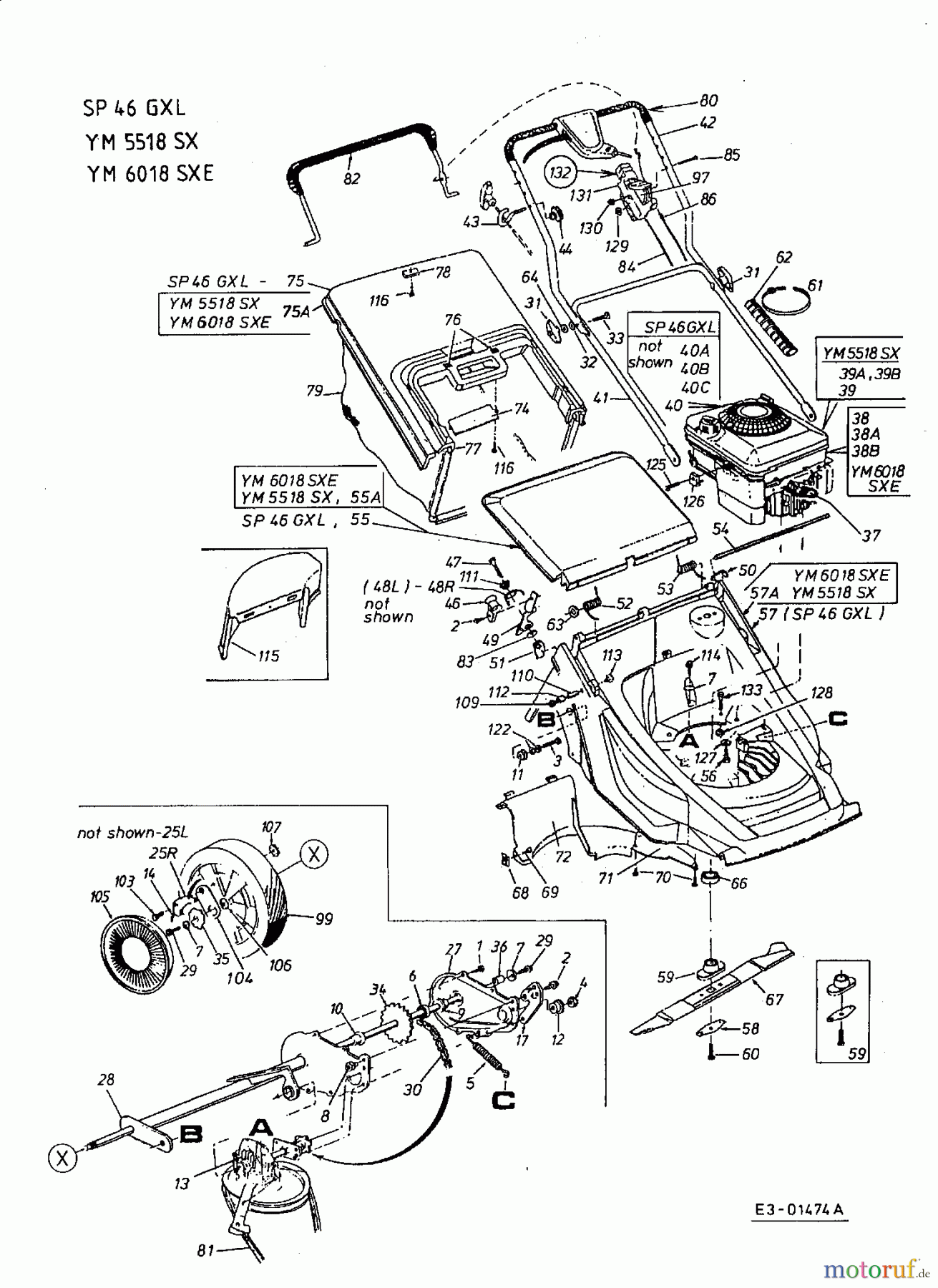  MTD Petrol mower self propelled SP 46 GXL 12A-X78C678  (2001) Basic machine